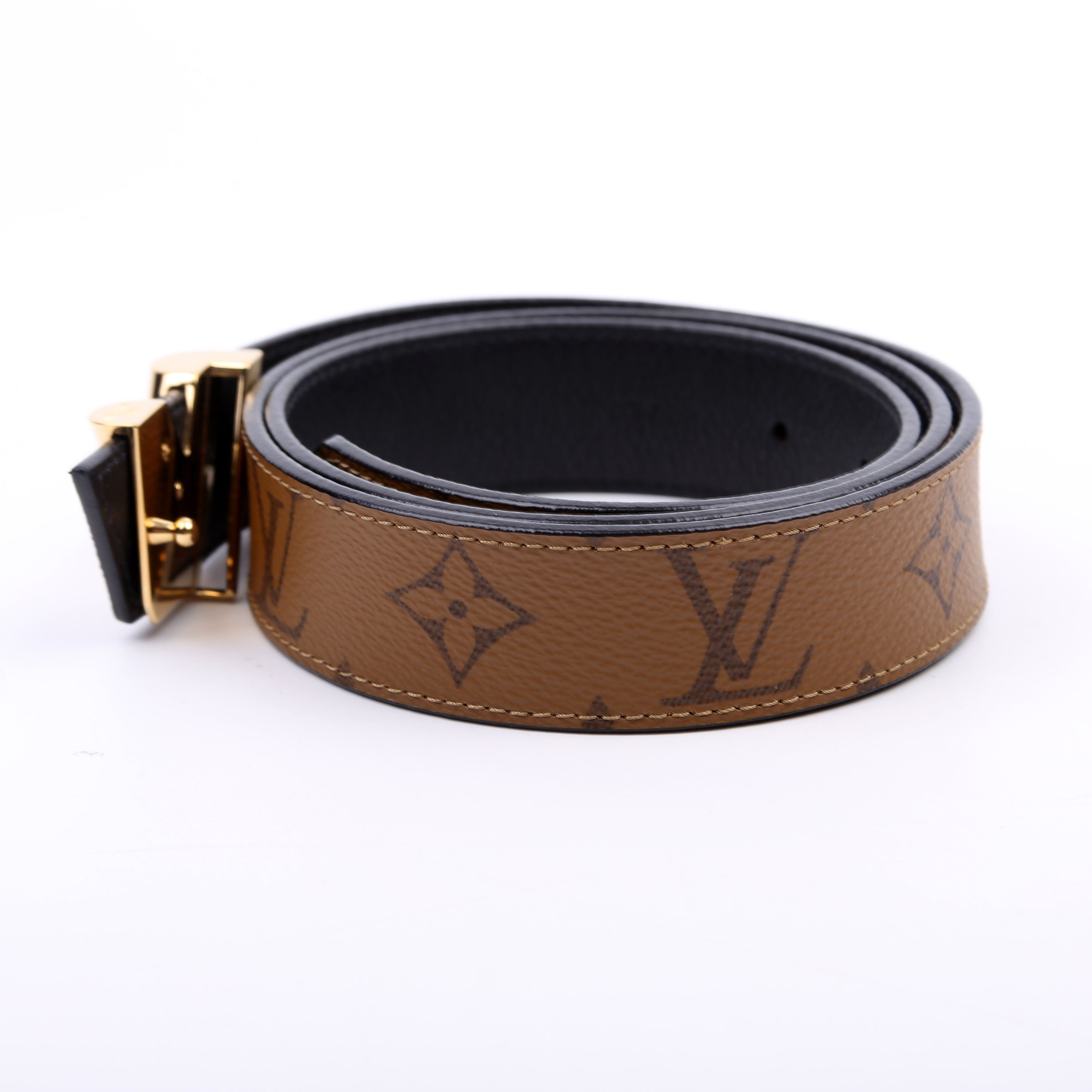 Essential V Reverse Monogram Belt Size 90/36 Brown/Black