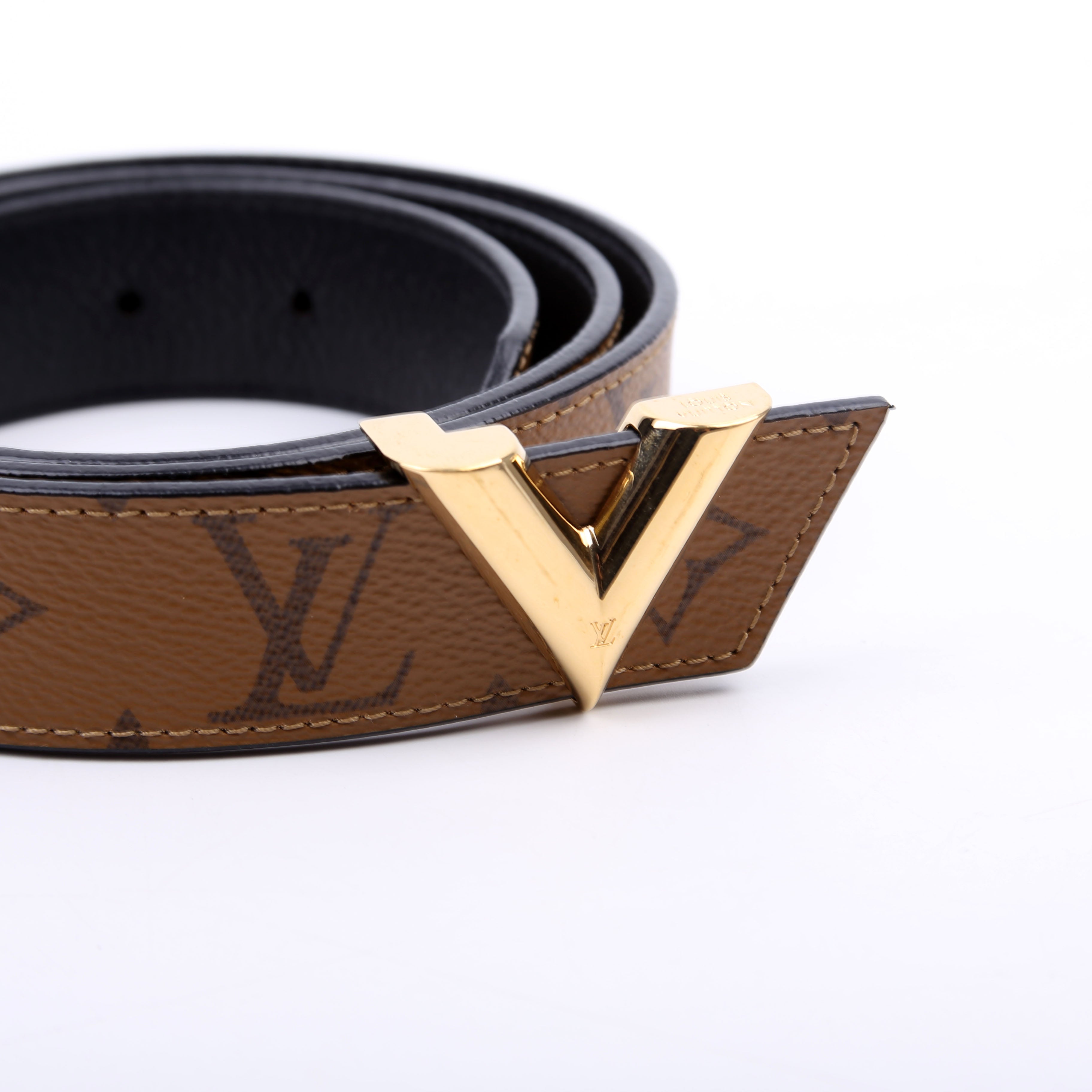 Essential V Reverse Monogram Belt Size 90/36 Brown/Black