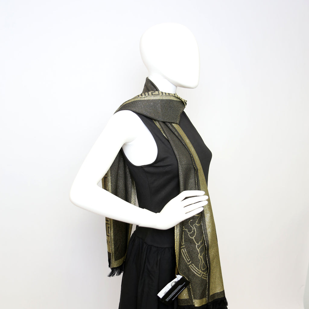 Greca Medusa Scarf Black/Gold
