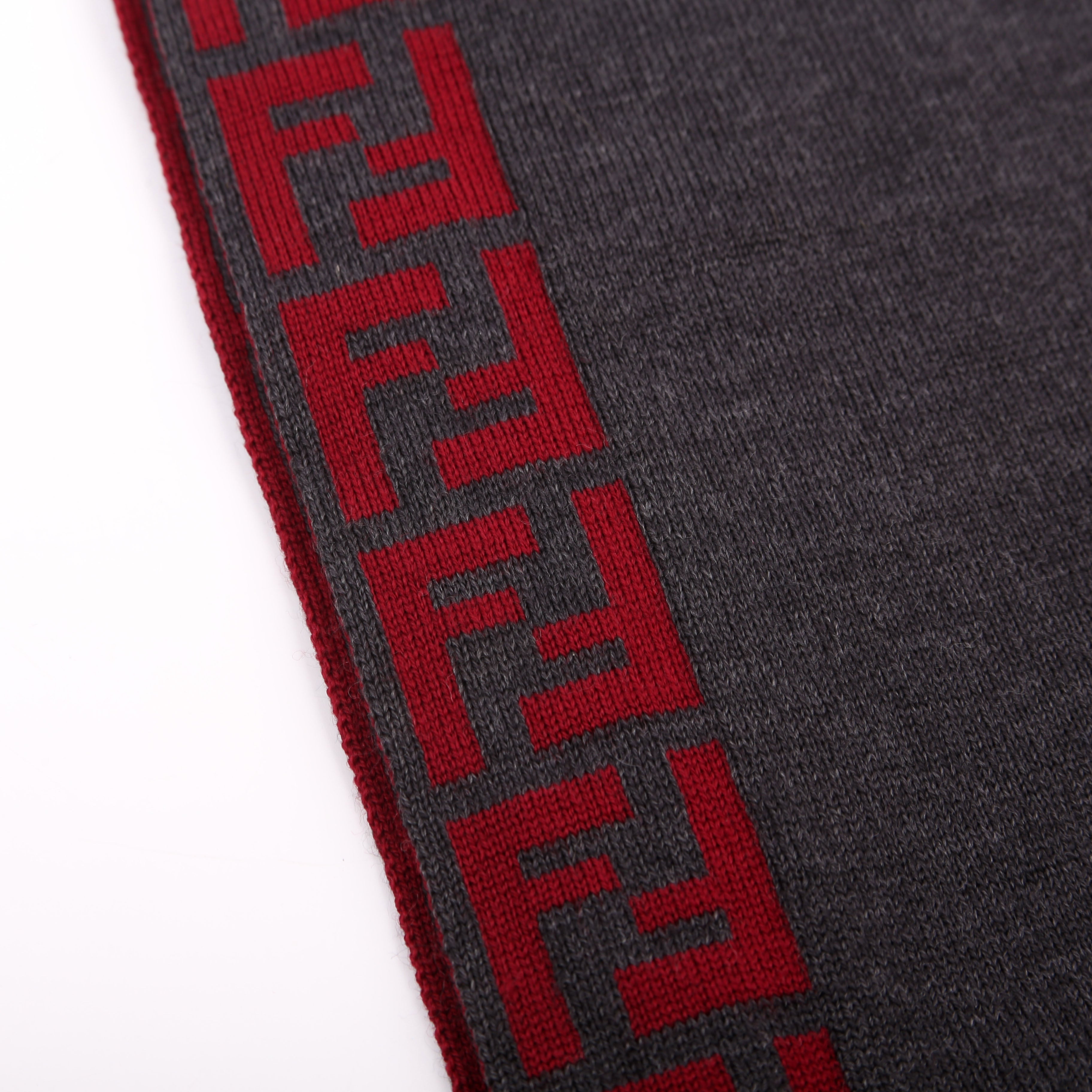 FF Wool Muffler Scarf Grey/Red