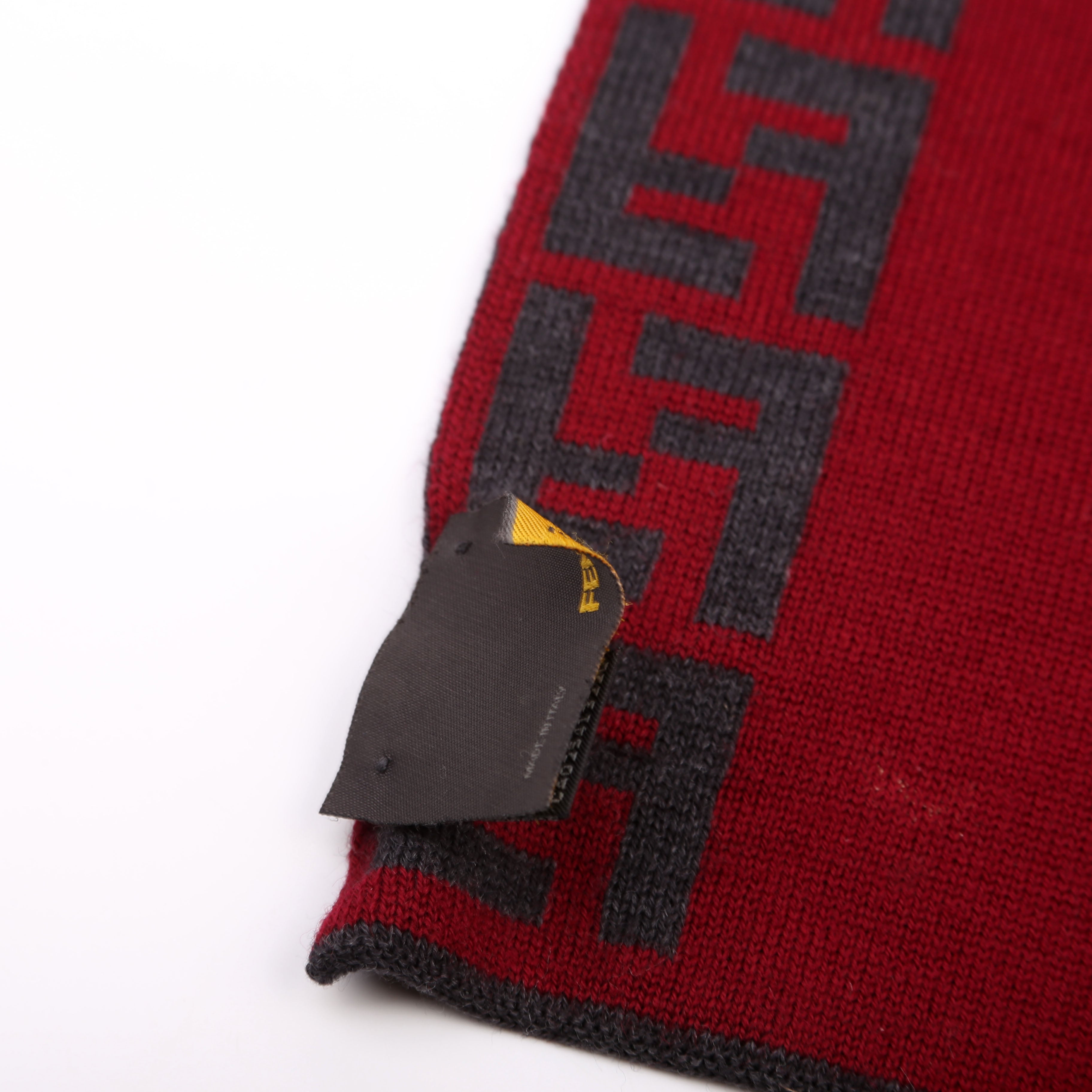 FF Wool Muffler Scarf Grey/Red