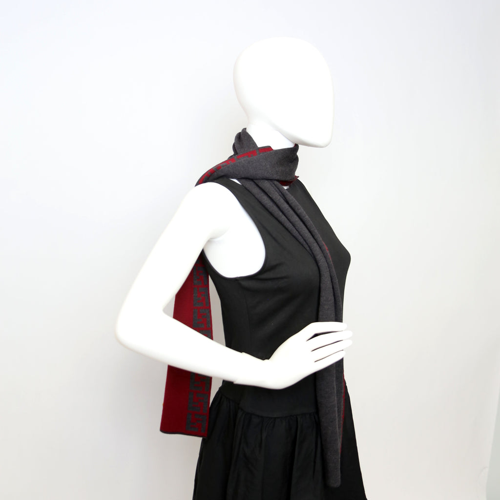 FF Wool Muffler Scarf Grey/Red