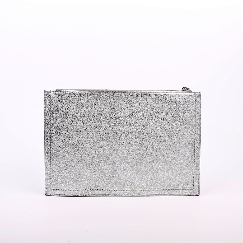 Antigona Large Flat Zip Pouch Silver