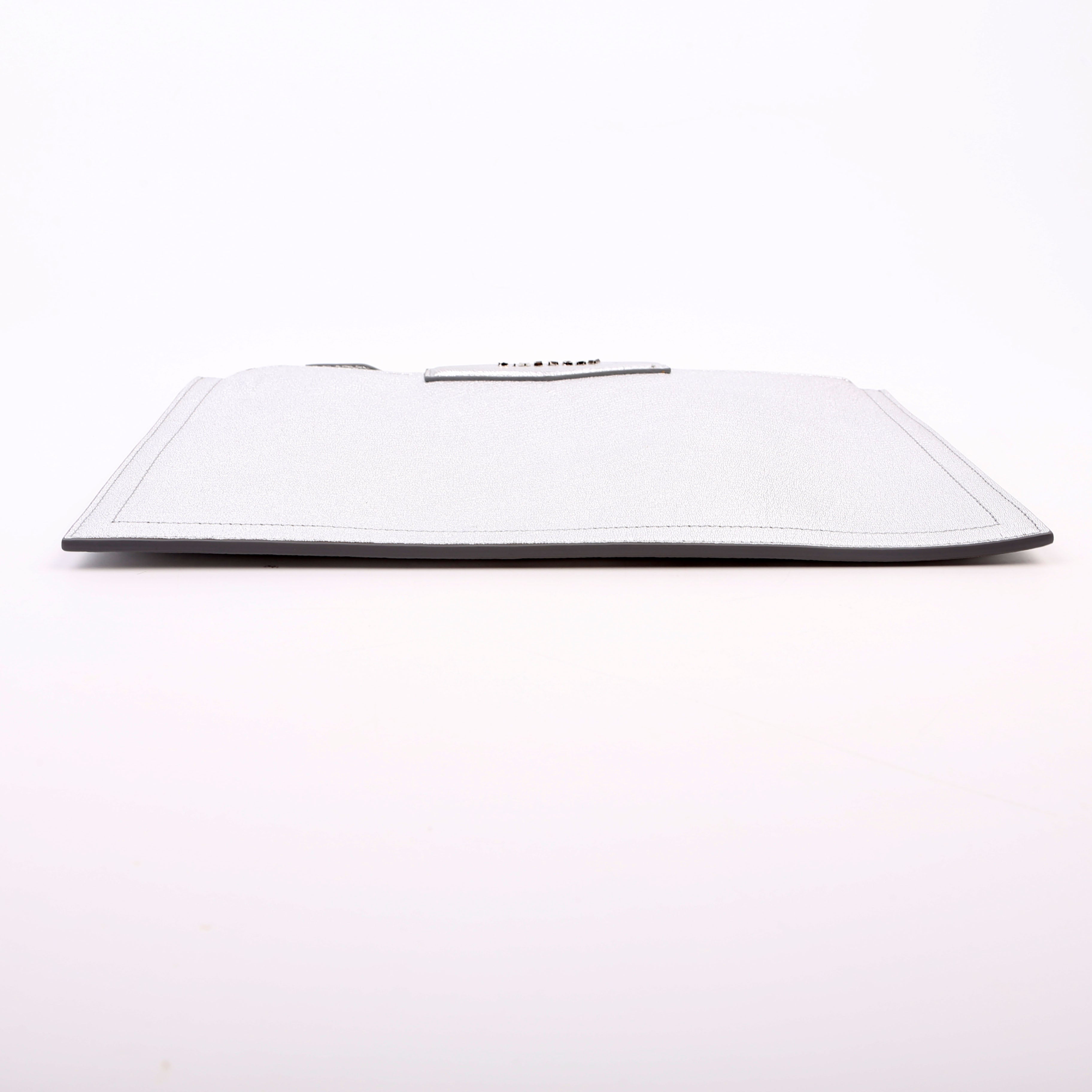 Antigona Large Flat Zip Pouch Silver