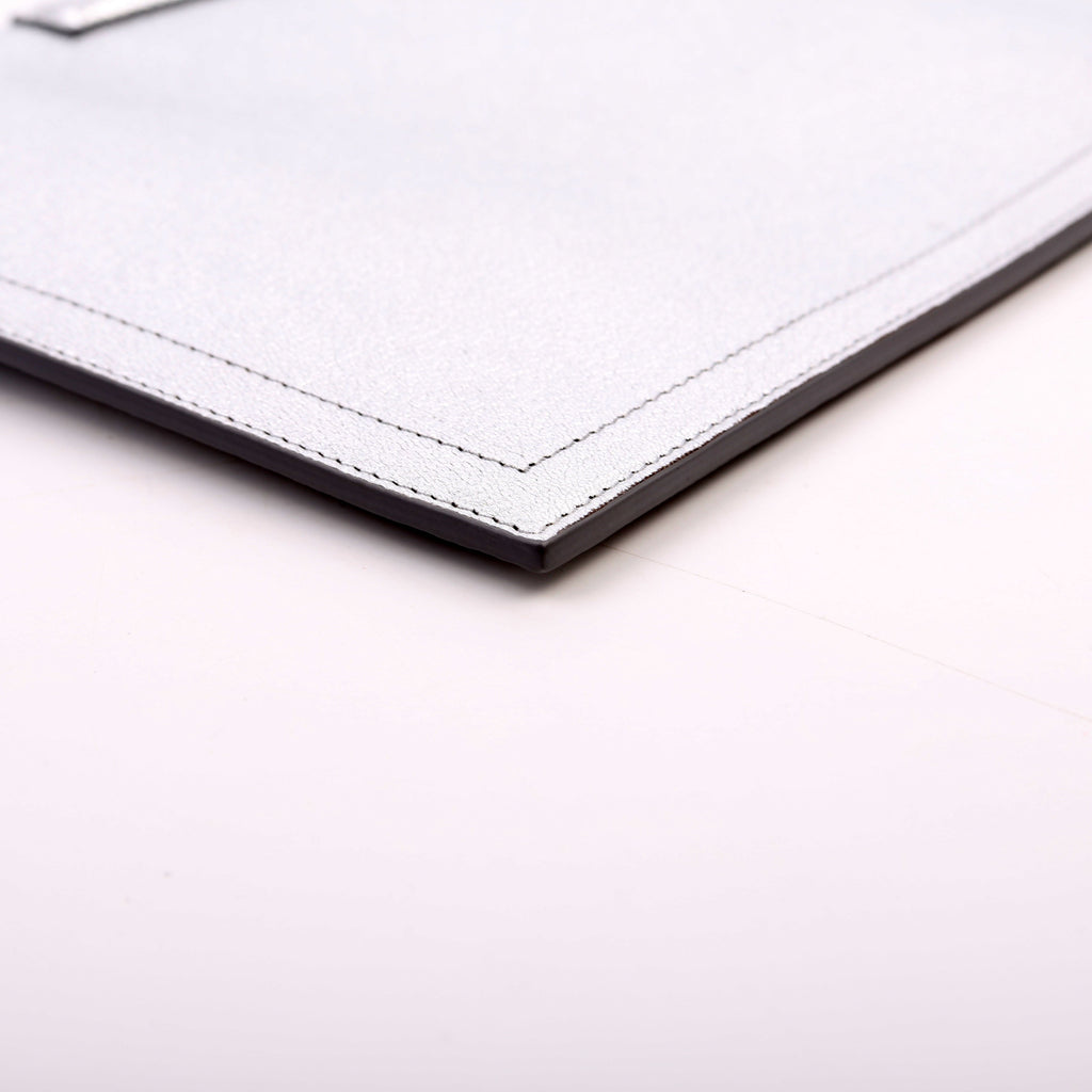 Antigona Large Flat Zip Pouch Silver