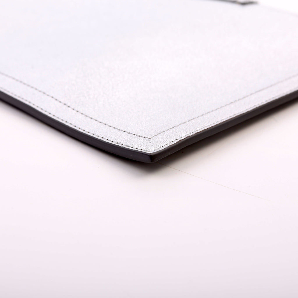Antigona Large Flat Zip Pouch Silver