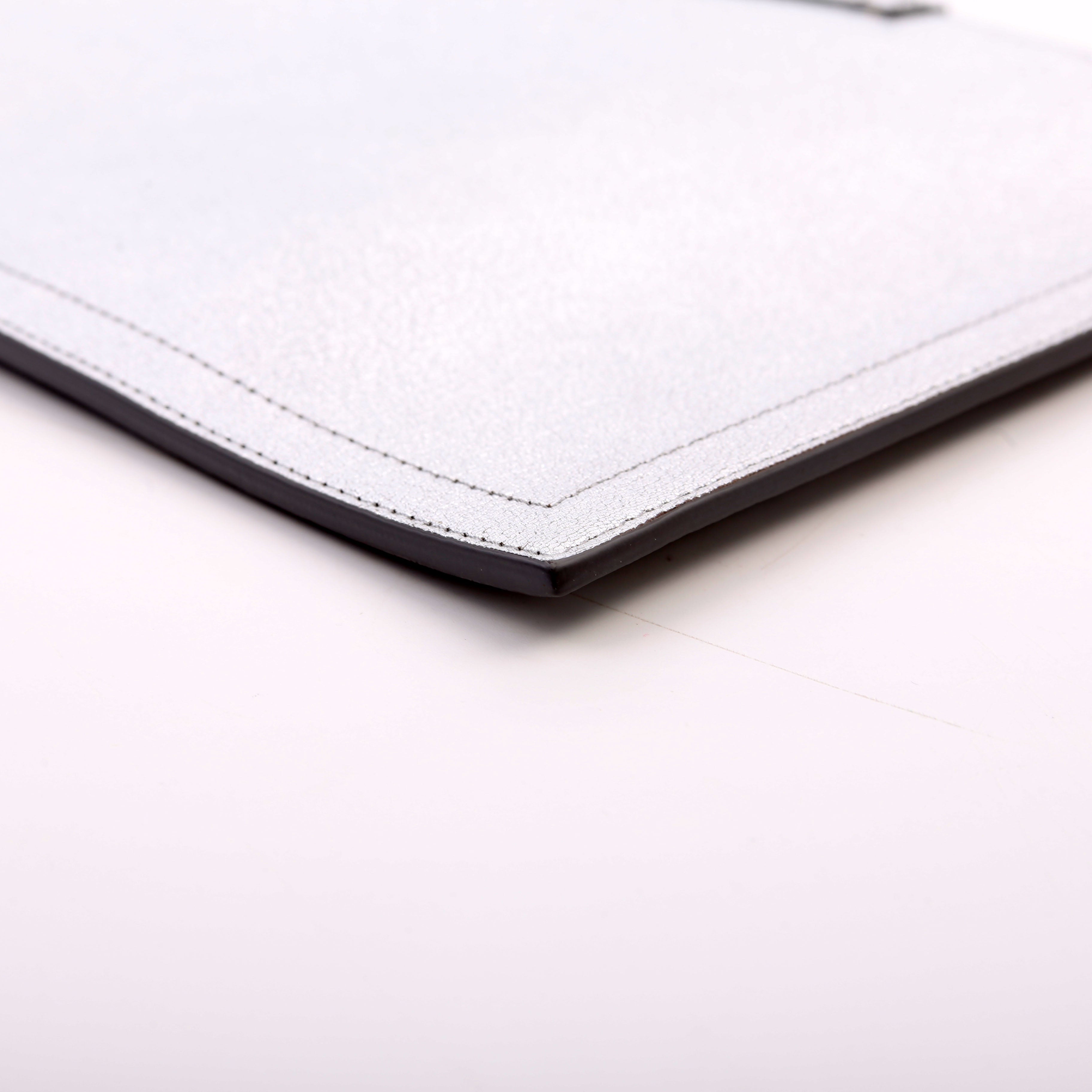 Antigona Large Flat Zip Pouch Silver