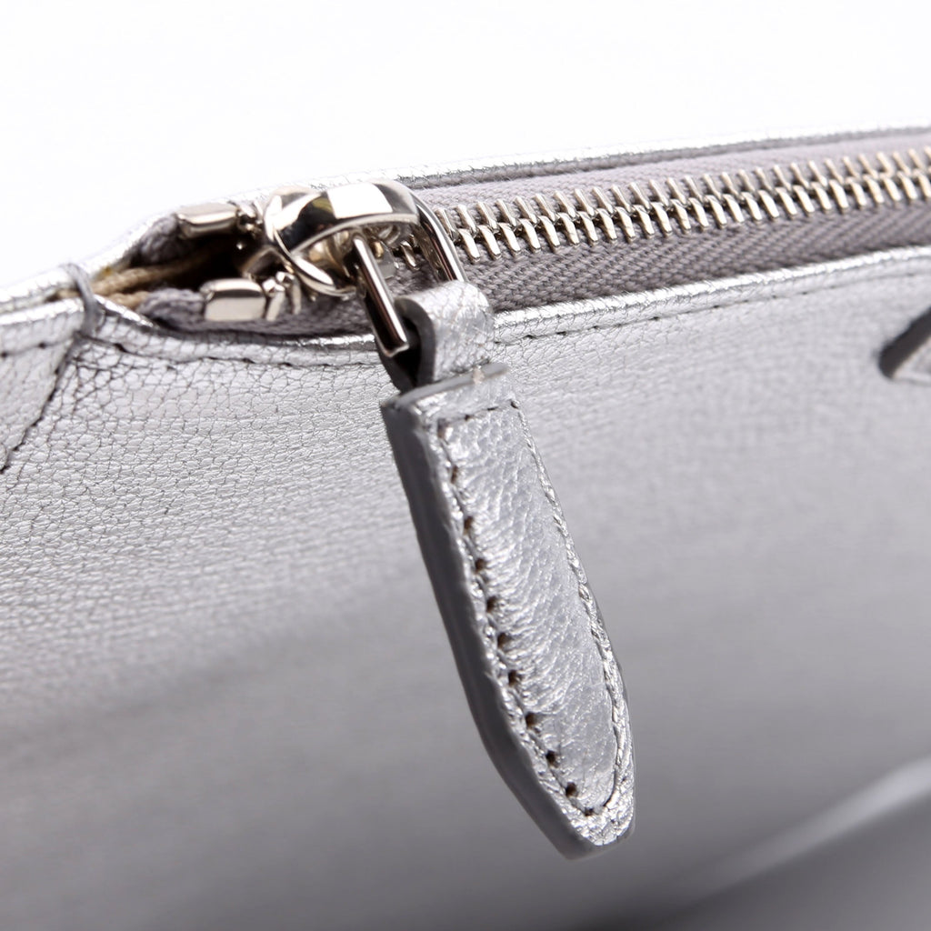 Antigona Large Flat Zip Pouch Silver