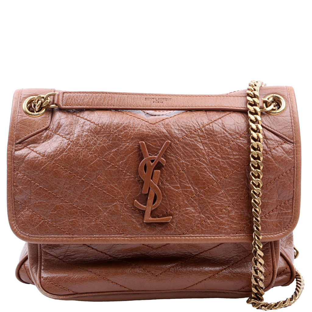 Niki Medium Crinkle Leather Brown