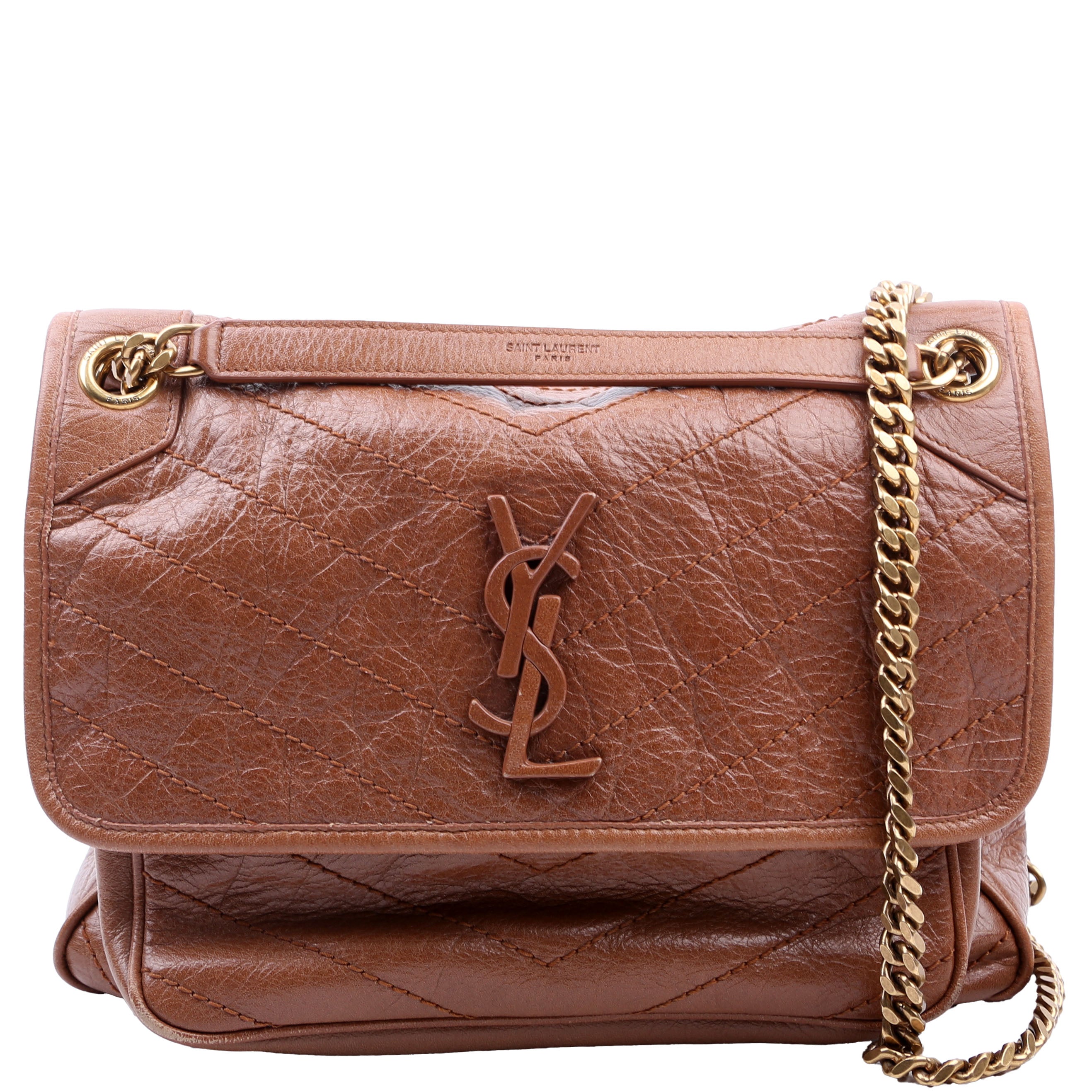 Niki Medium Crinkle Leather Brown