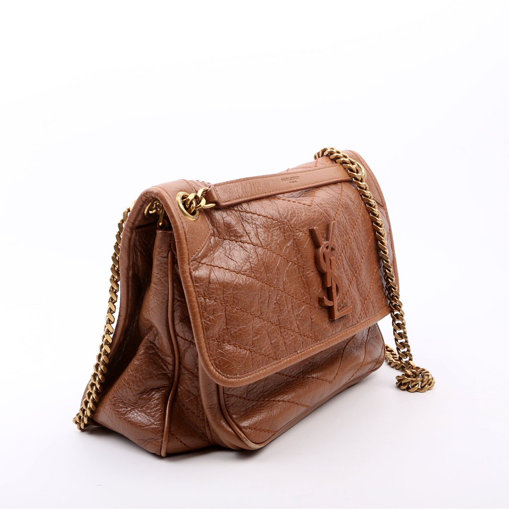 Niki Medium Crinkle Leather Brown