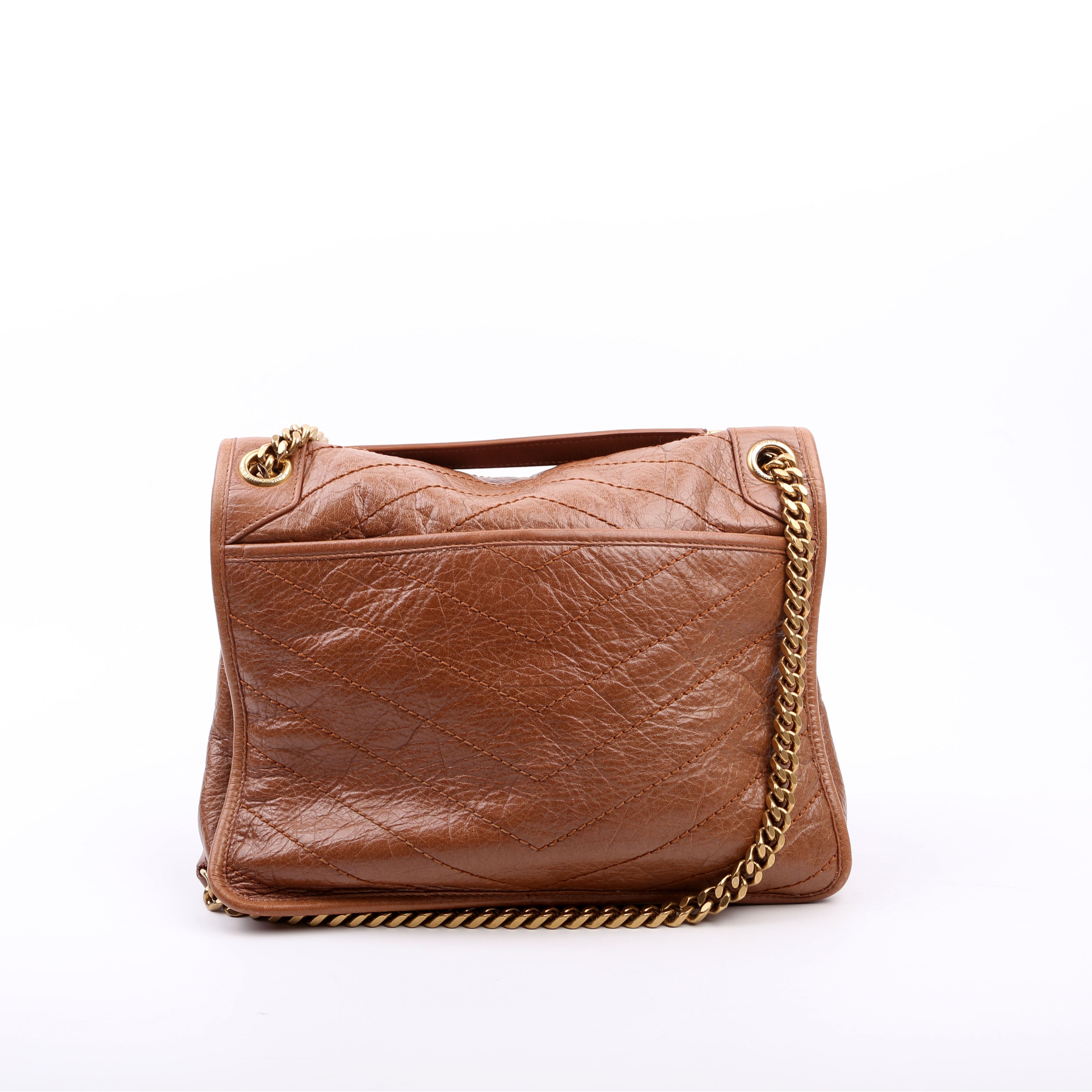 Niki Medium Crinkle Leather Brown