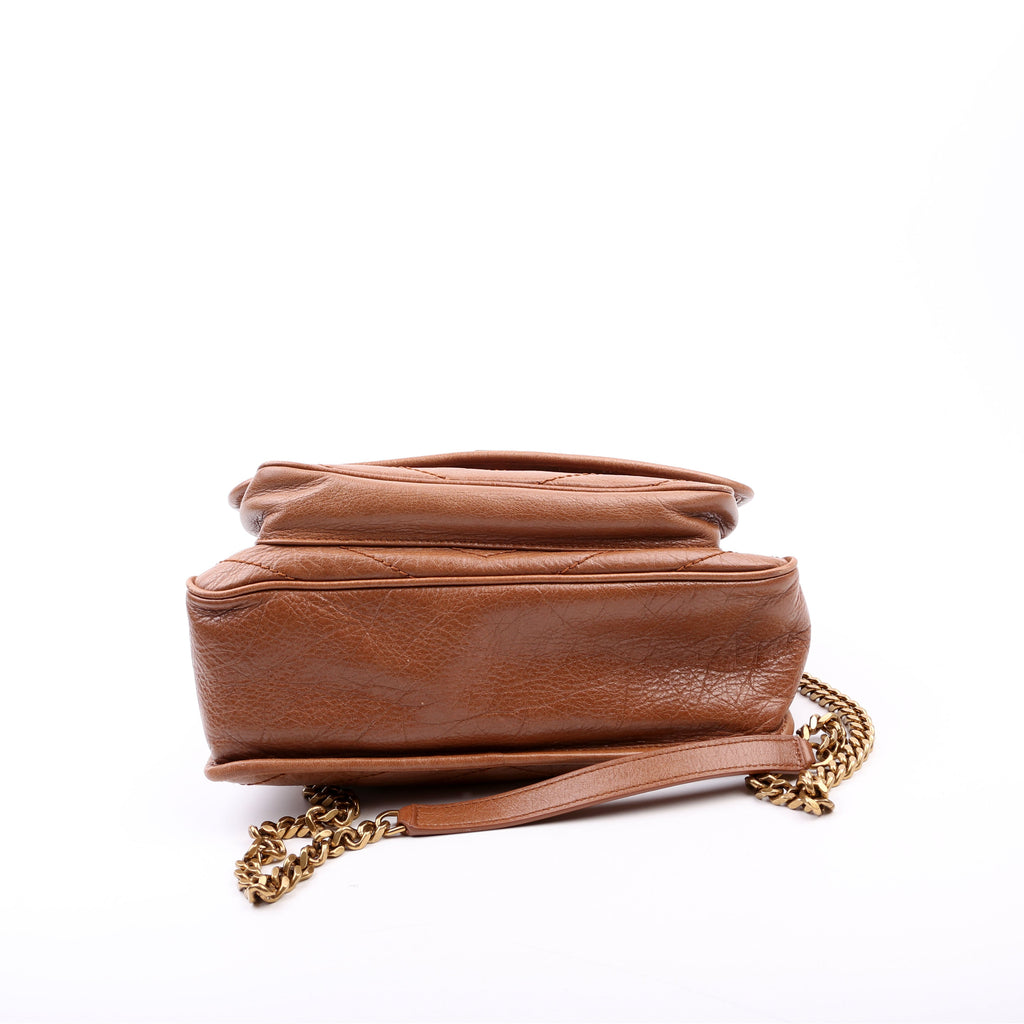 Niki Medium Crinkle Leather Brown