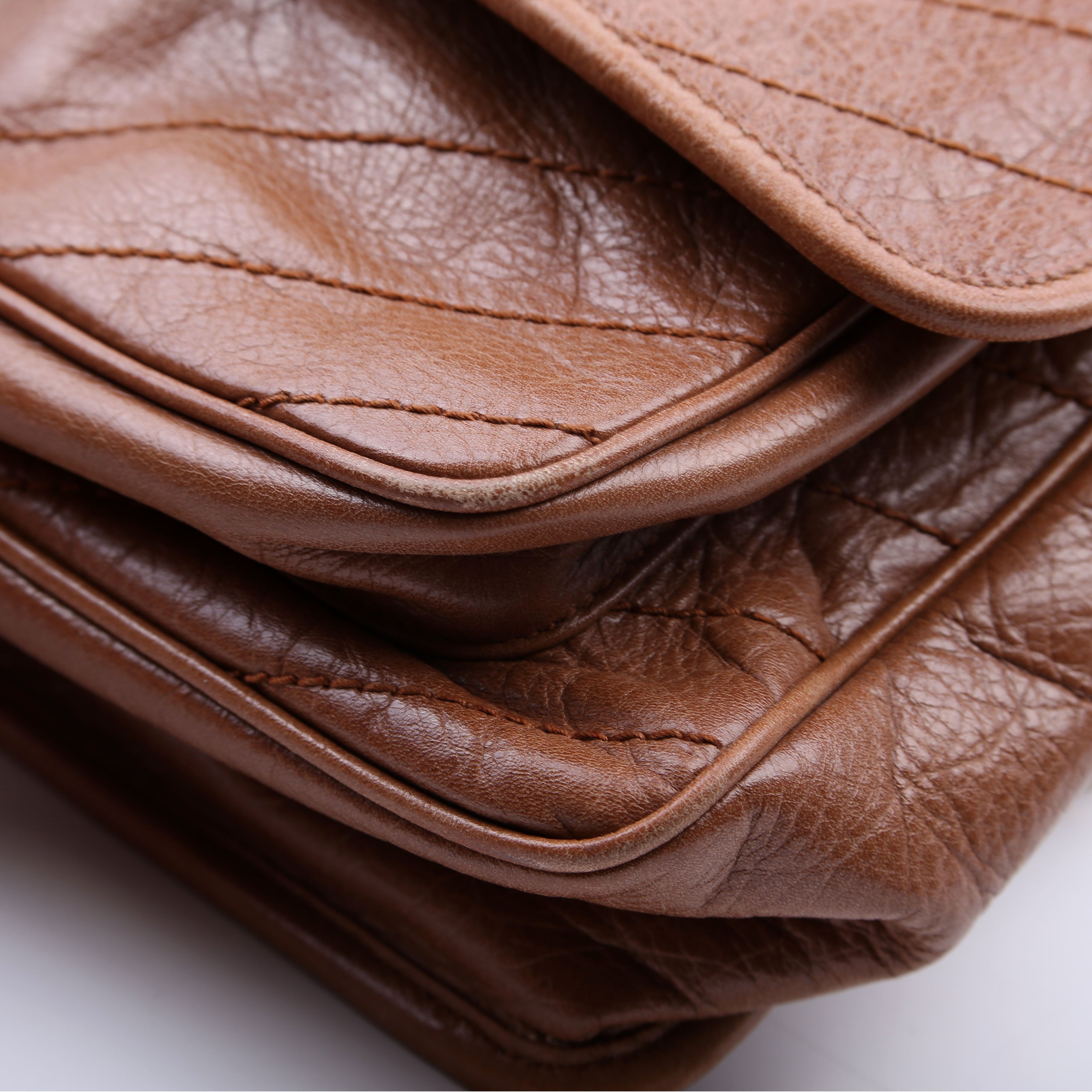 Niki Medium Crinkle Leather Brown