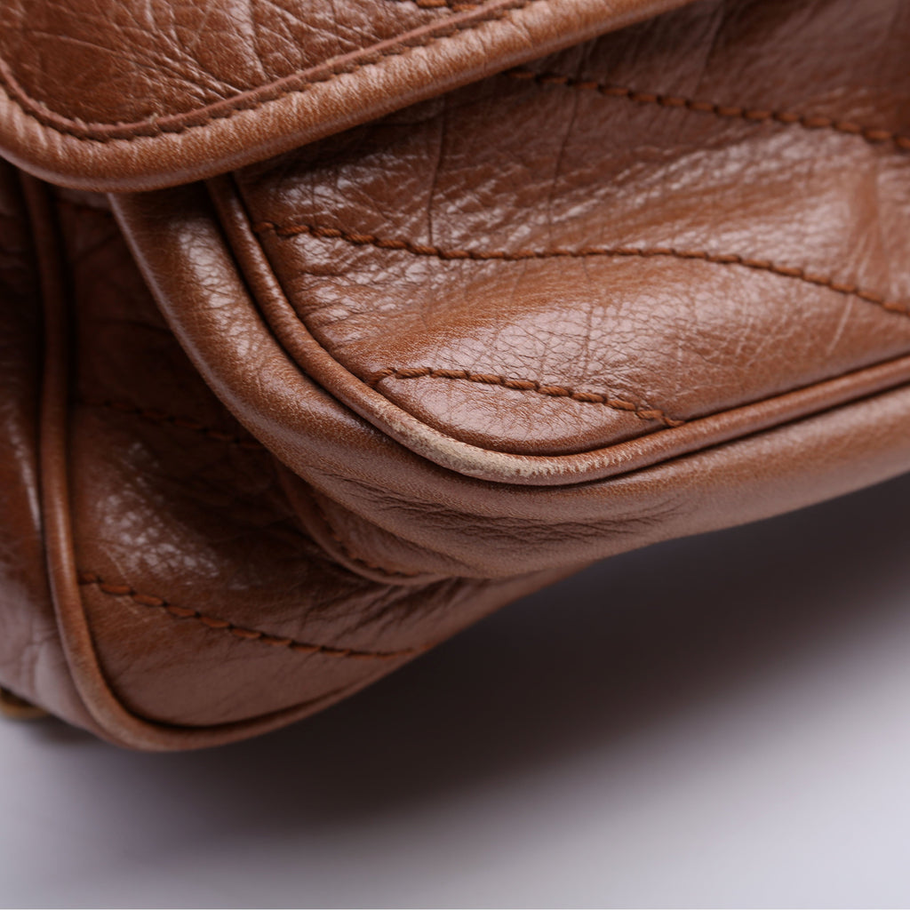 Niki Medium Crinkle Leather Brown