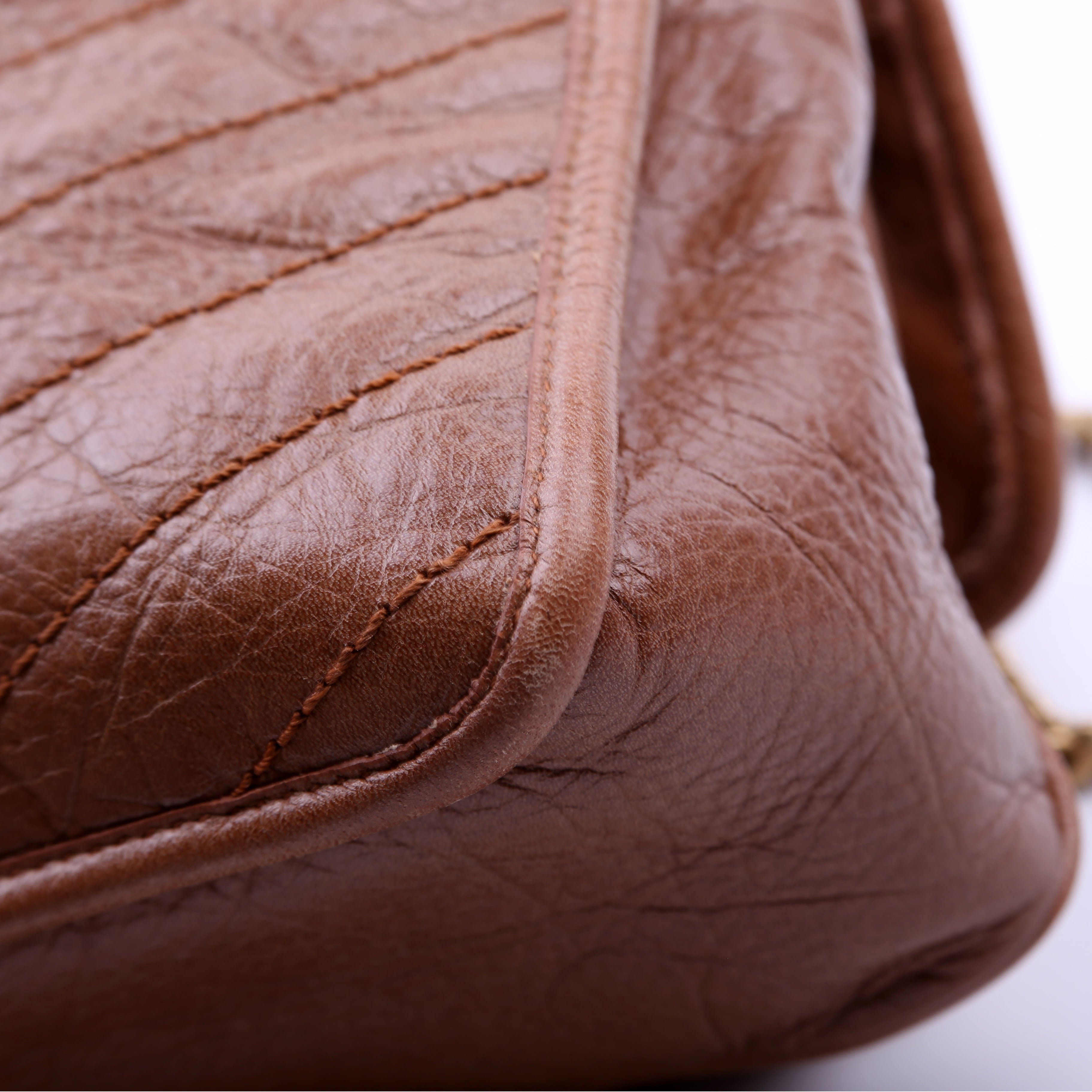 Niki Medium Crinkle Leather Brown