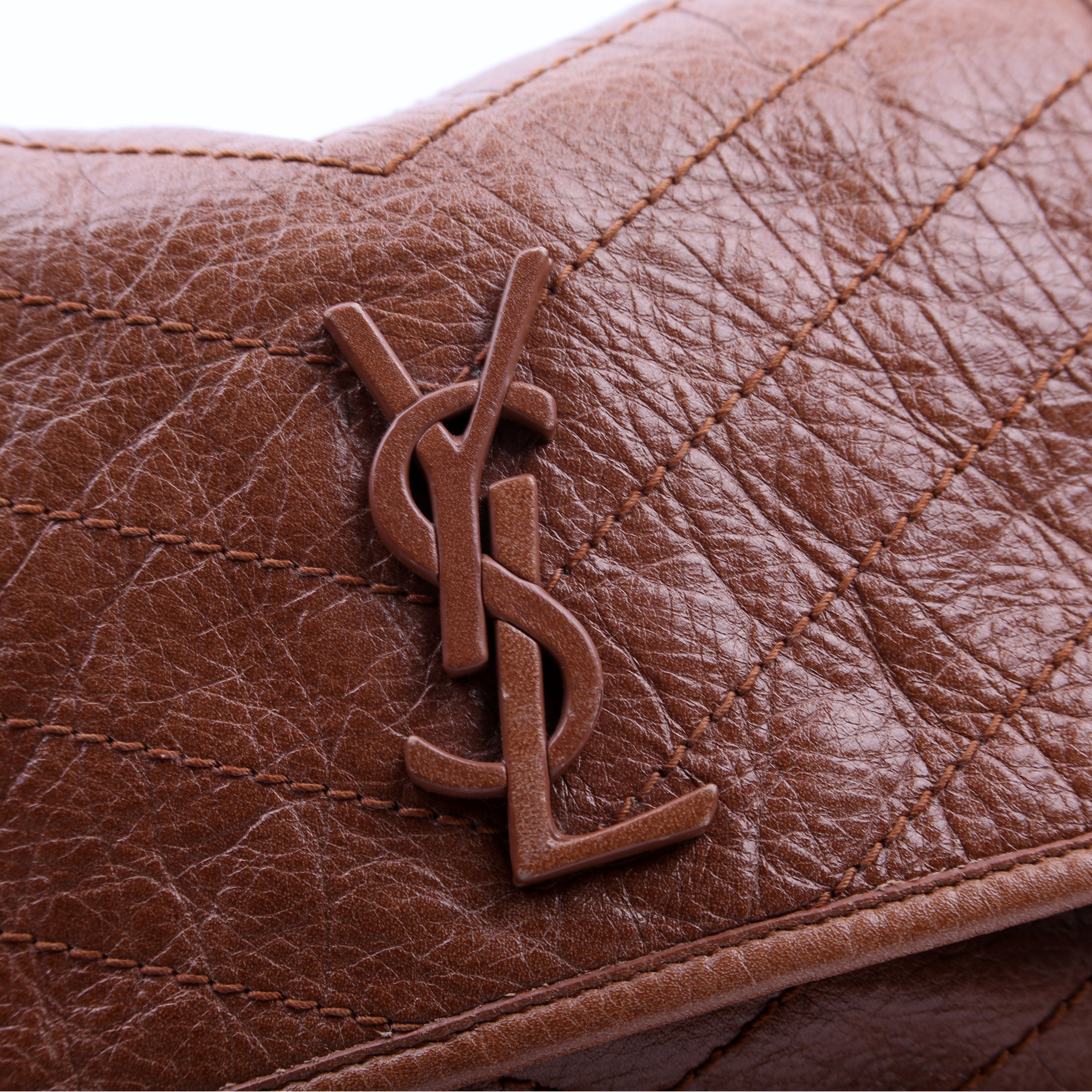 Niki Medium Crinkle Leather Brown