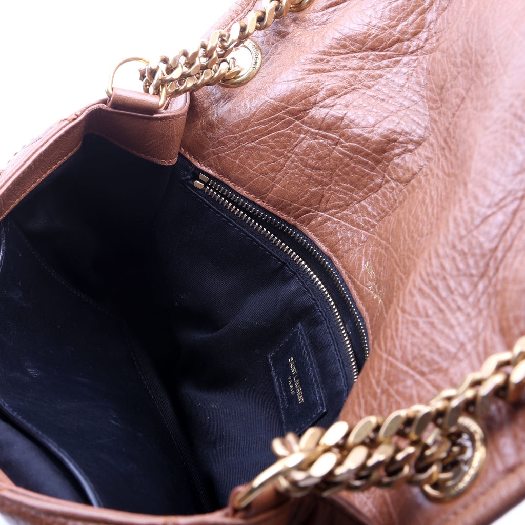 Niki Medium Crinkle Leather Brown