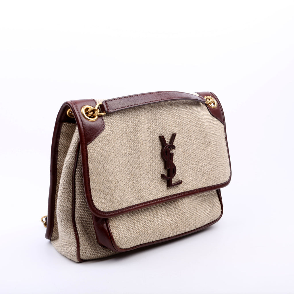 Niki Medium Canvas/Calfskin Leather Tan/Brown
