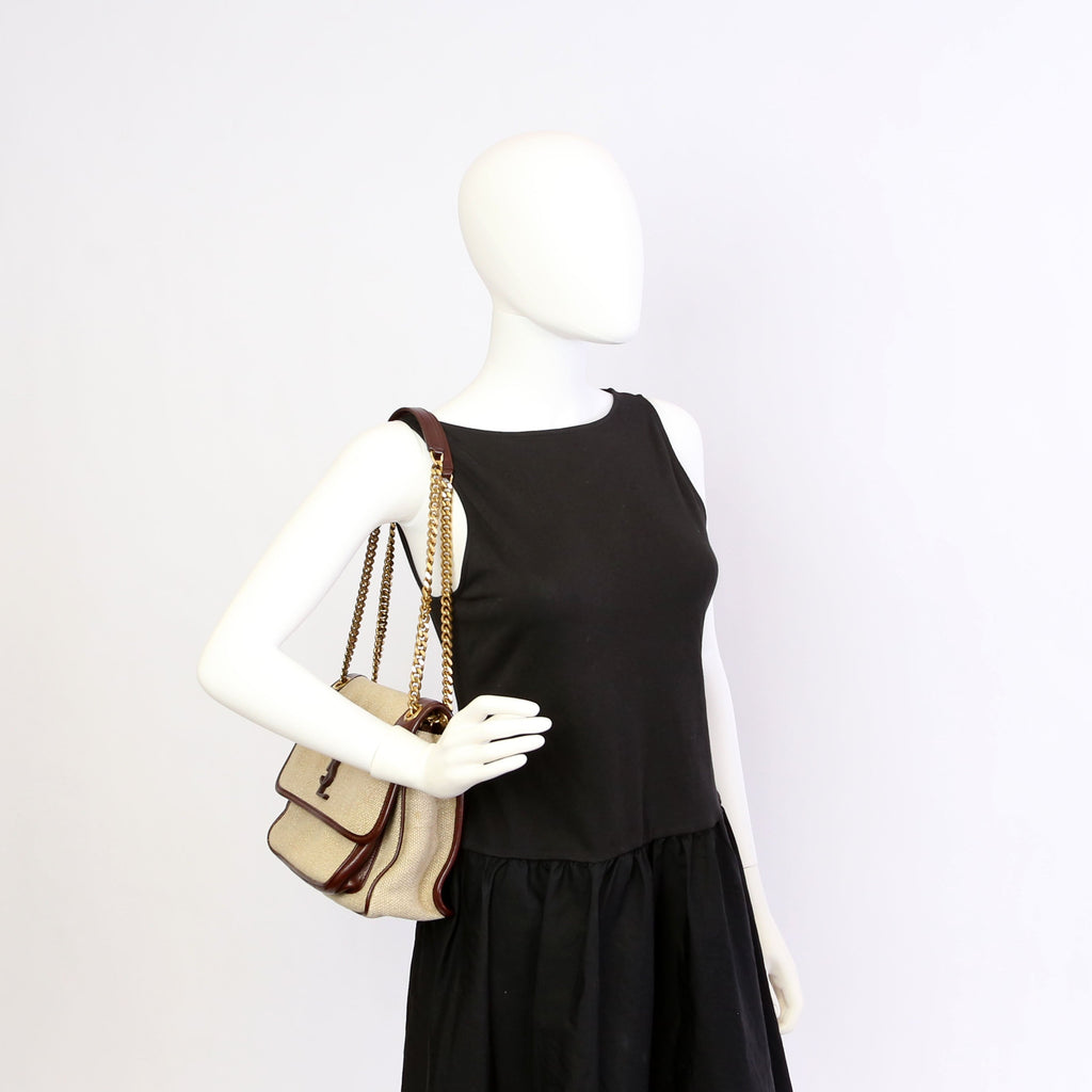 Niki Medium Canvas/Calfskin Leather Tan/Brown