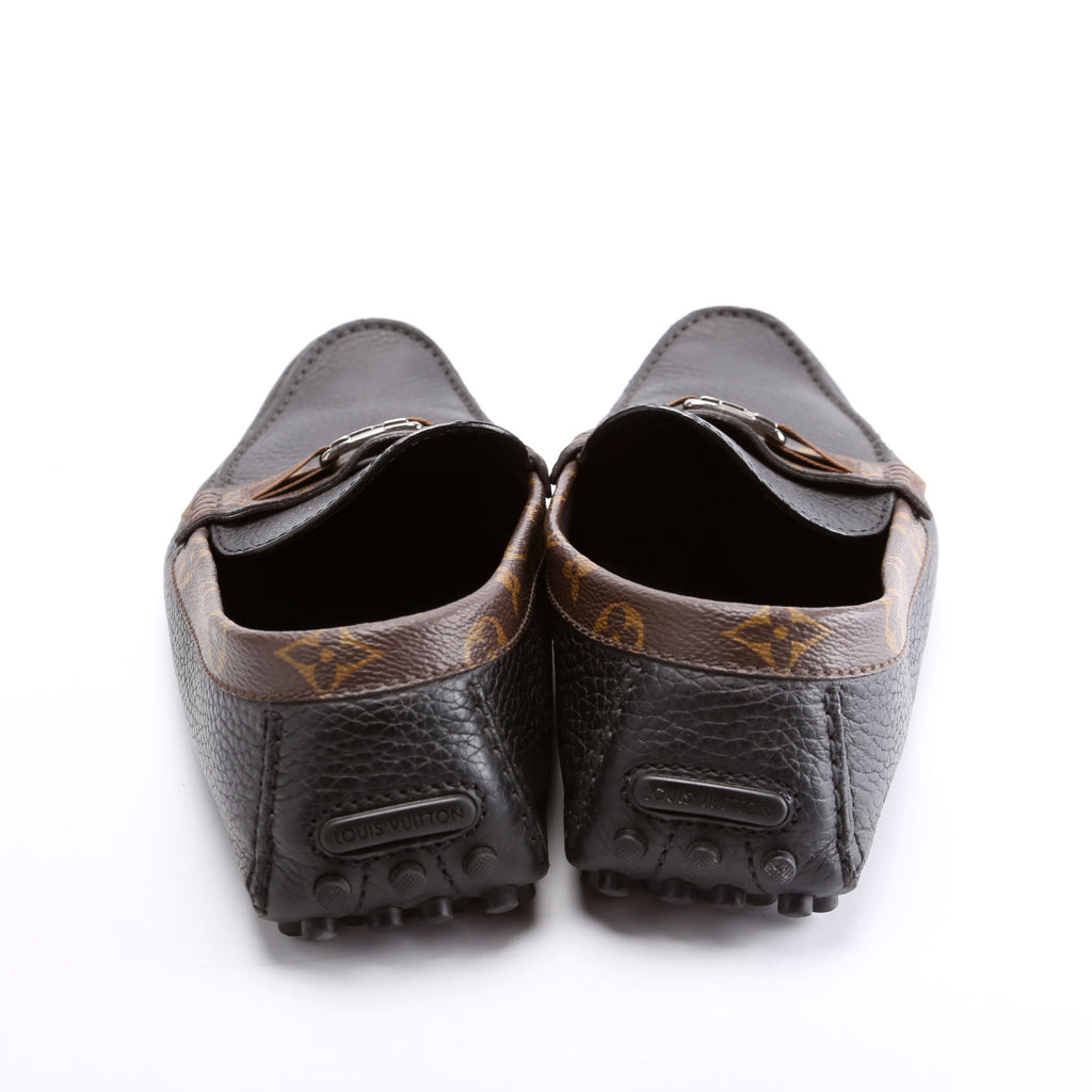 Driving Loafers Monogram/Leather Men's Size 9.5 Black/Brown