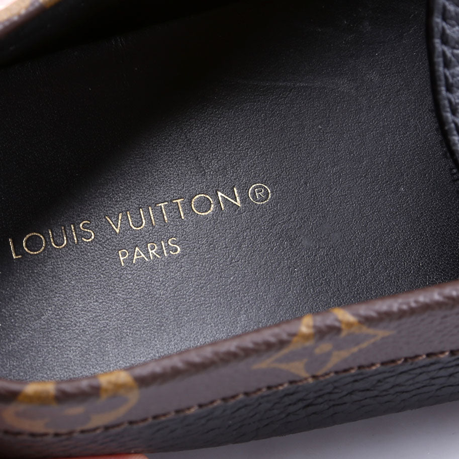 Driving Loafers Monogram/Leather Men's Size 9.5 Black/Brown