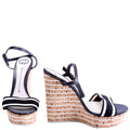 Striped Angle Strap Wedges Size 41 Black/White