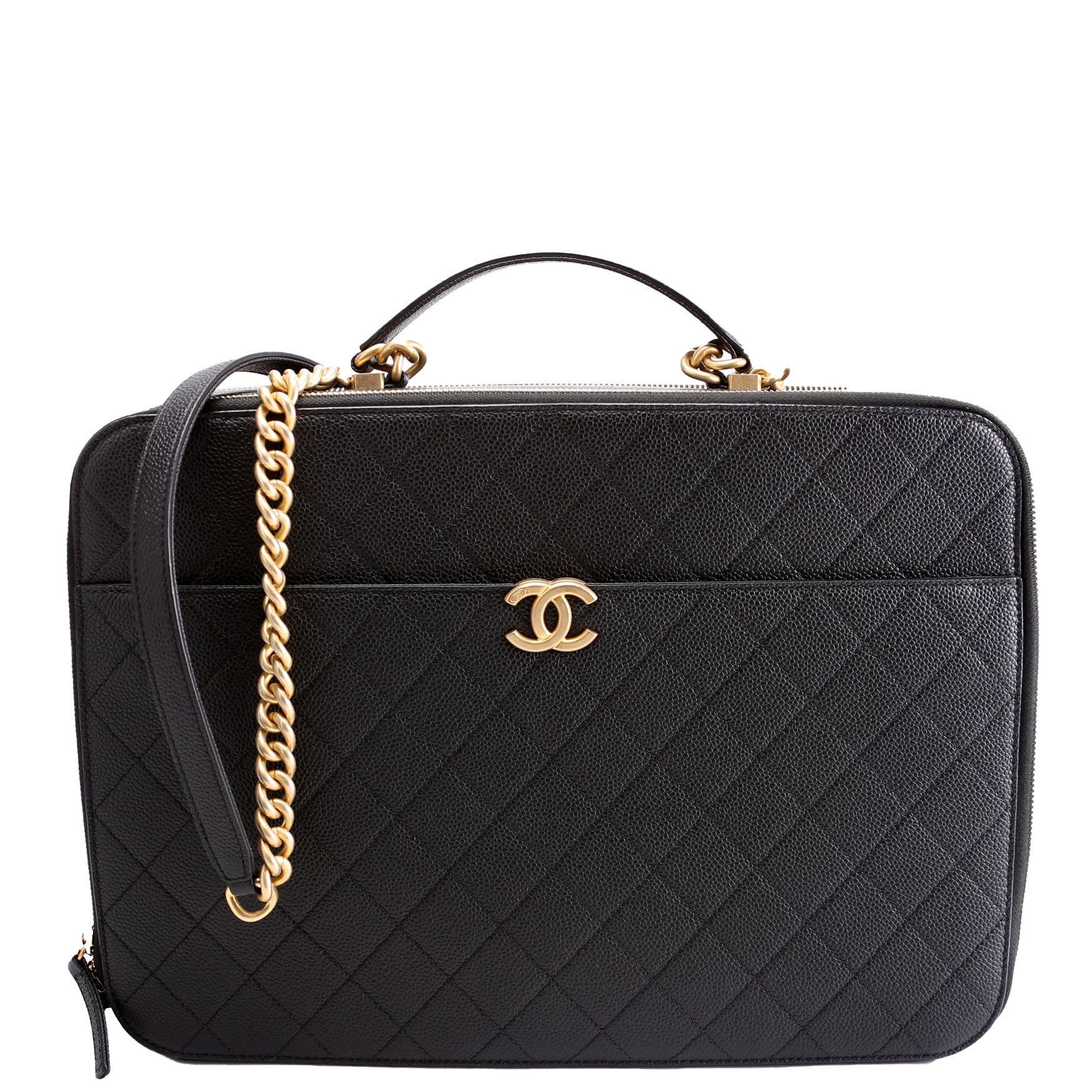 Business Briefcase Large Caviar Black/Gold