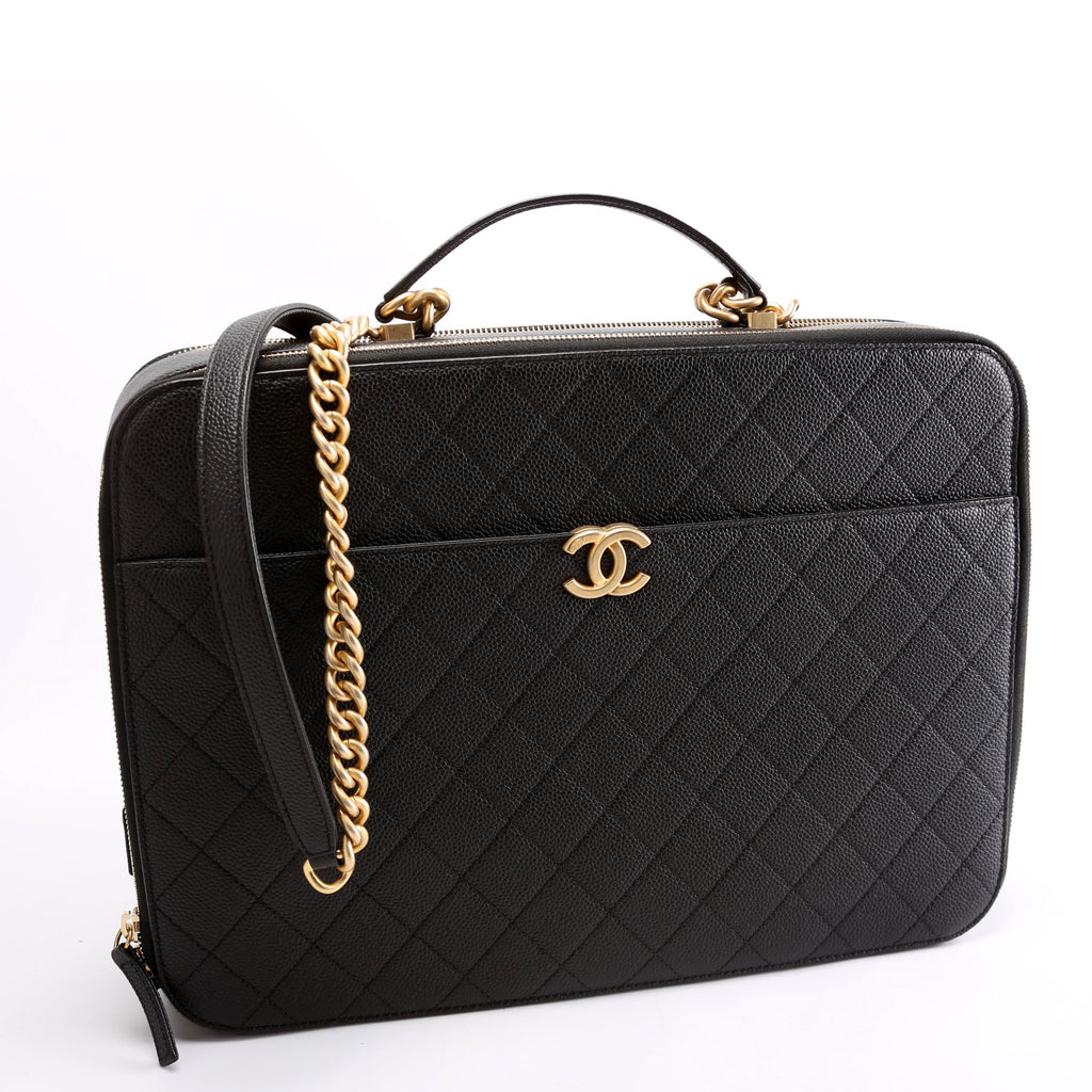 Business Briefcase Large Caviar Black/Gold