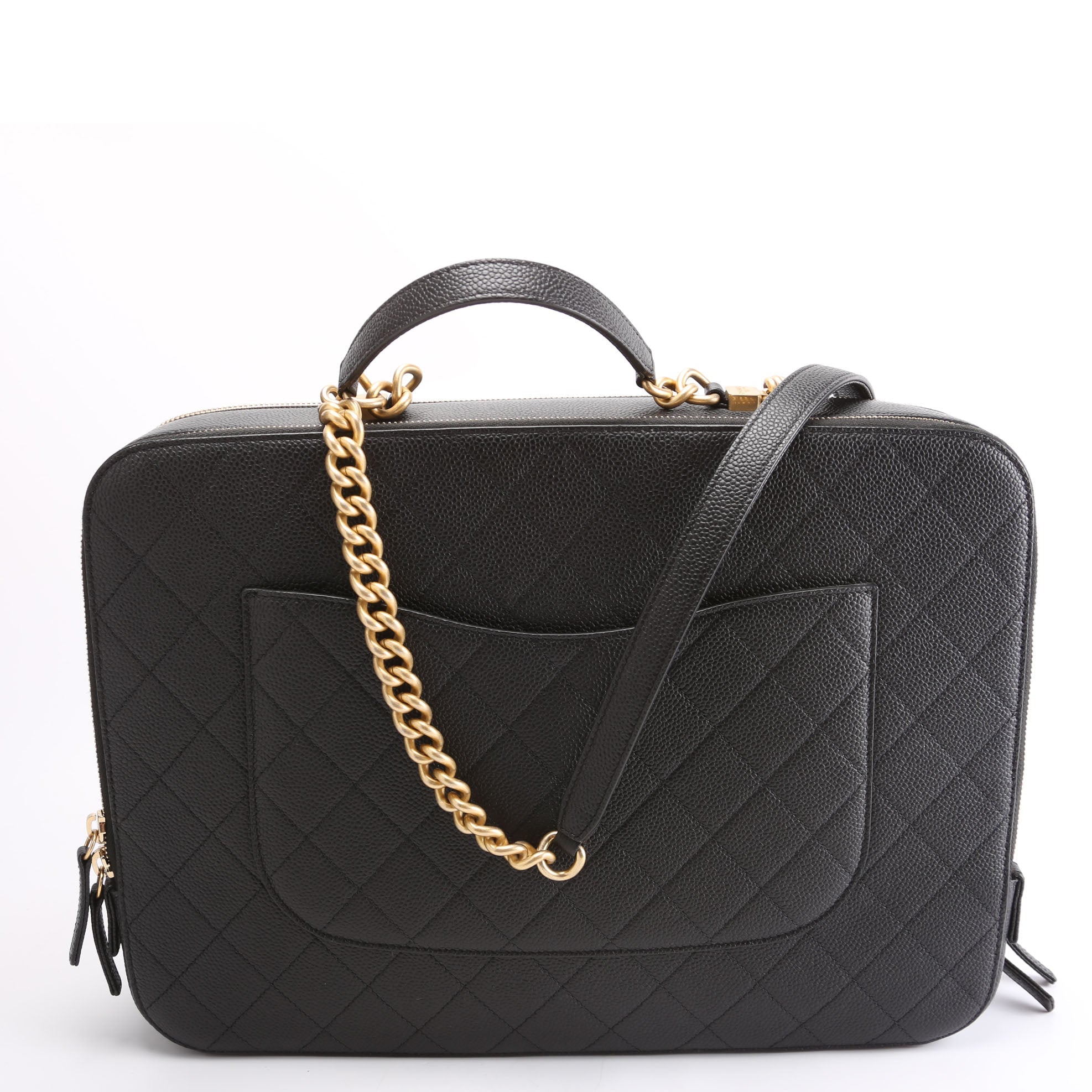 Business Briefcase Large Caviar Black/Gold