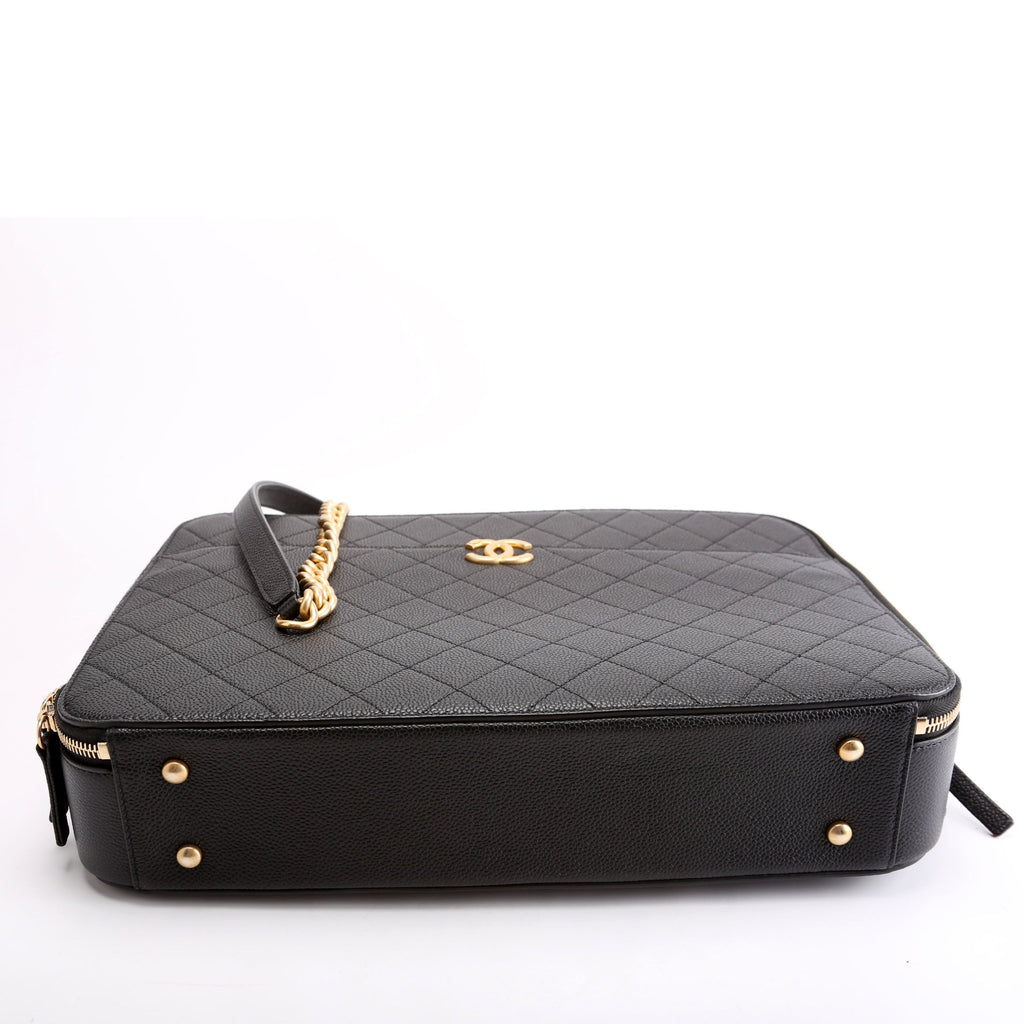 Business Briefcase Large Caviar Black/Gold