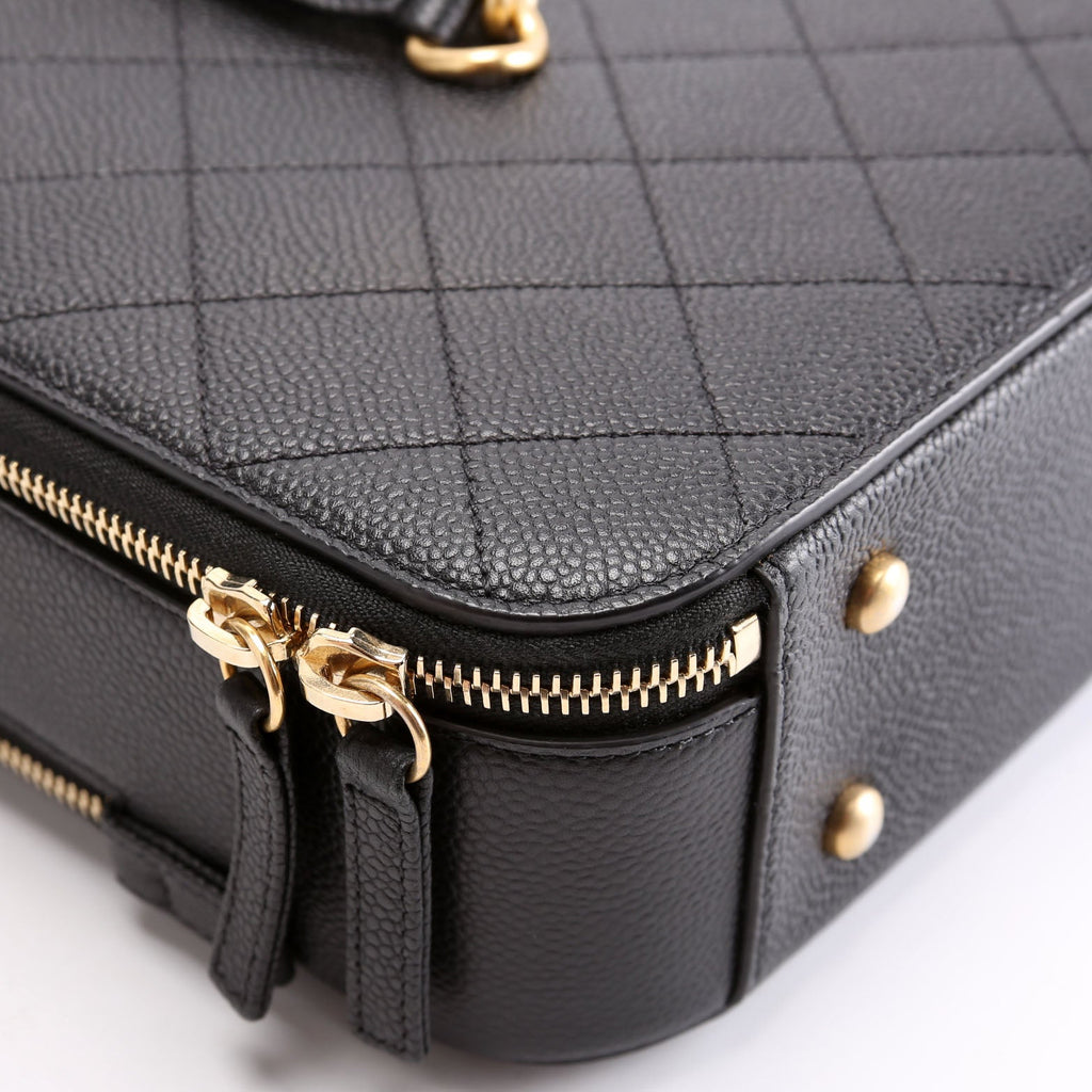 Business Briefcase Large Caviar Black/Gold