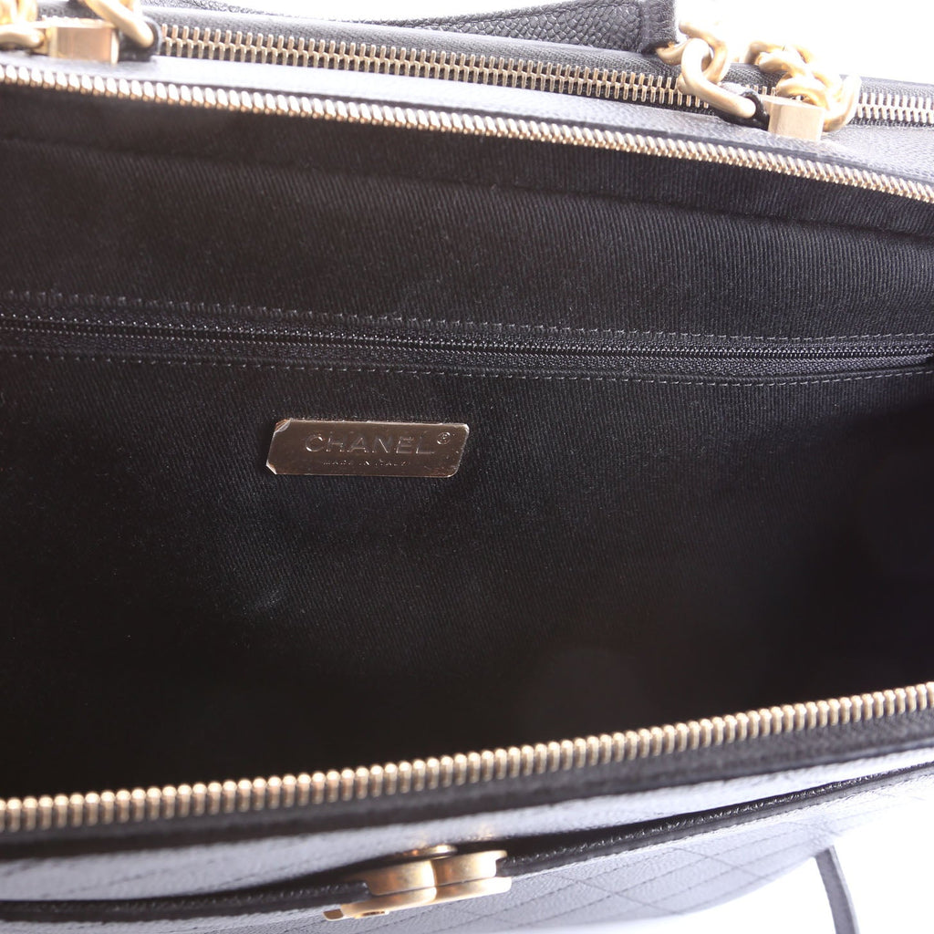 Business Briefcase Large Caviar Black/Gold