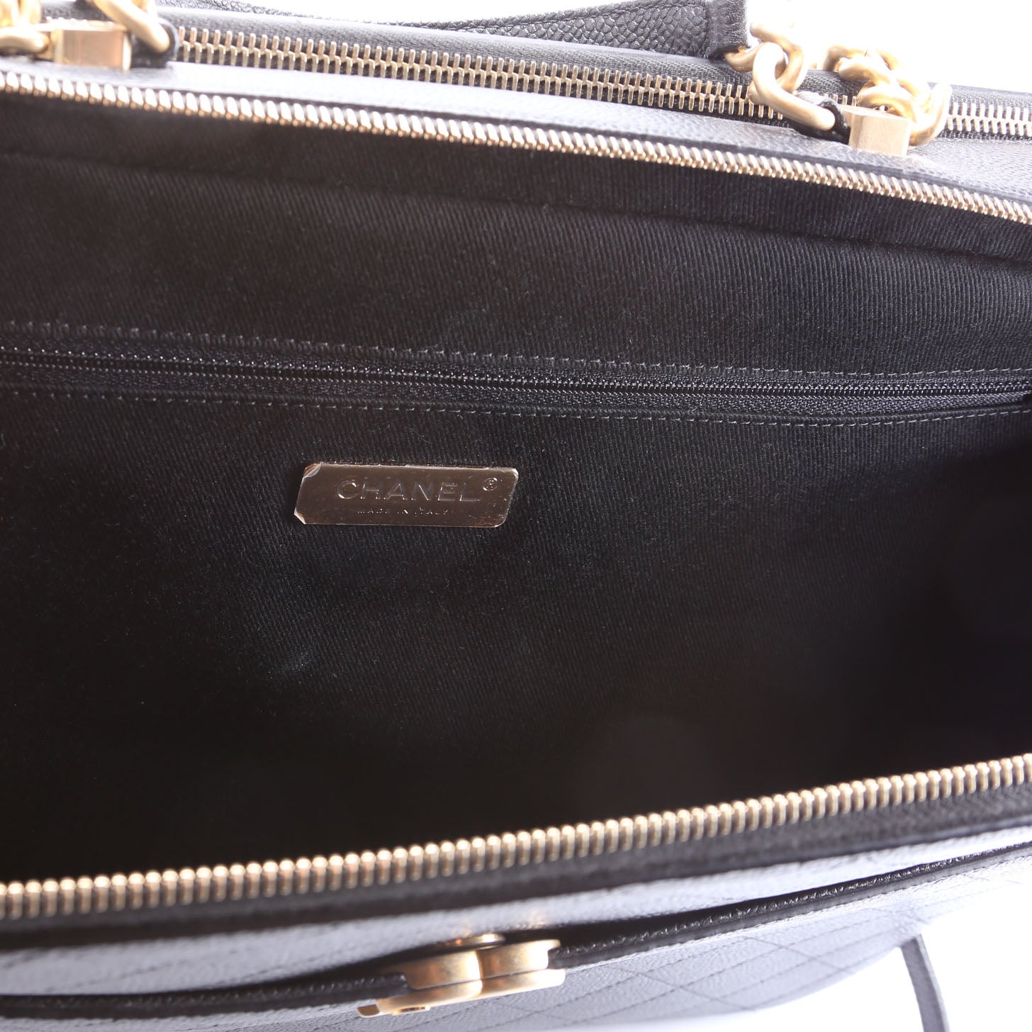 Business Briefcase Large Caviar Black/Gold