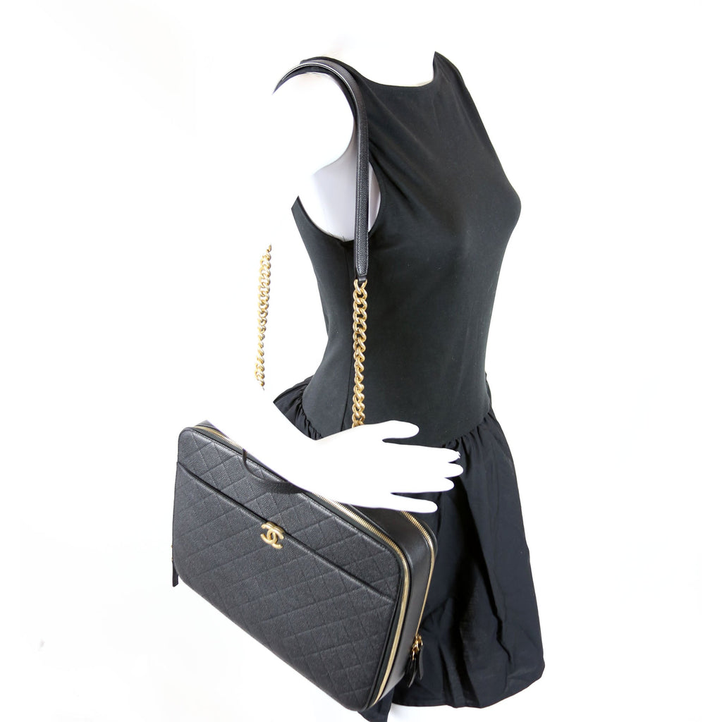 Business Briefcase Large Caviar Black/Gold