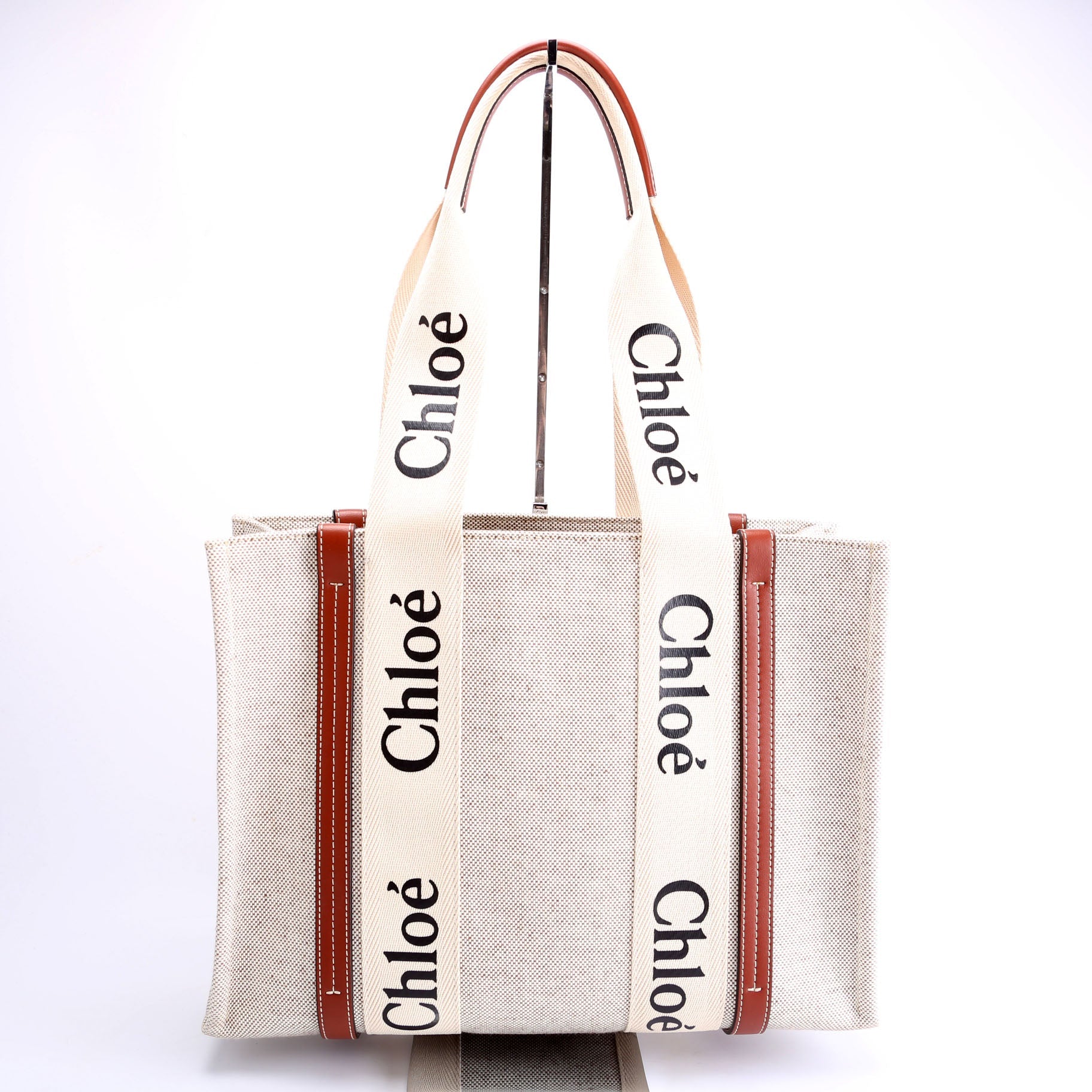 Woody Ribbon Tote Medium Beige/Brown