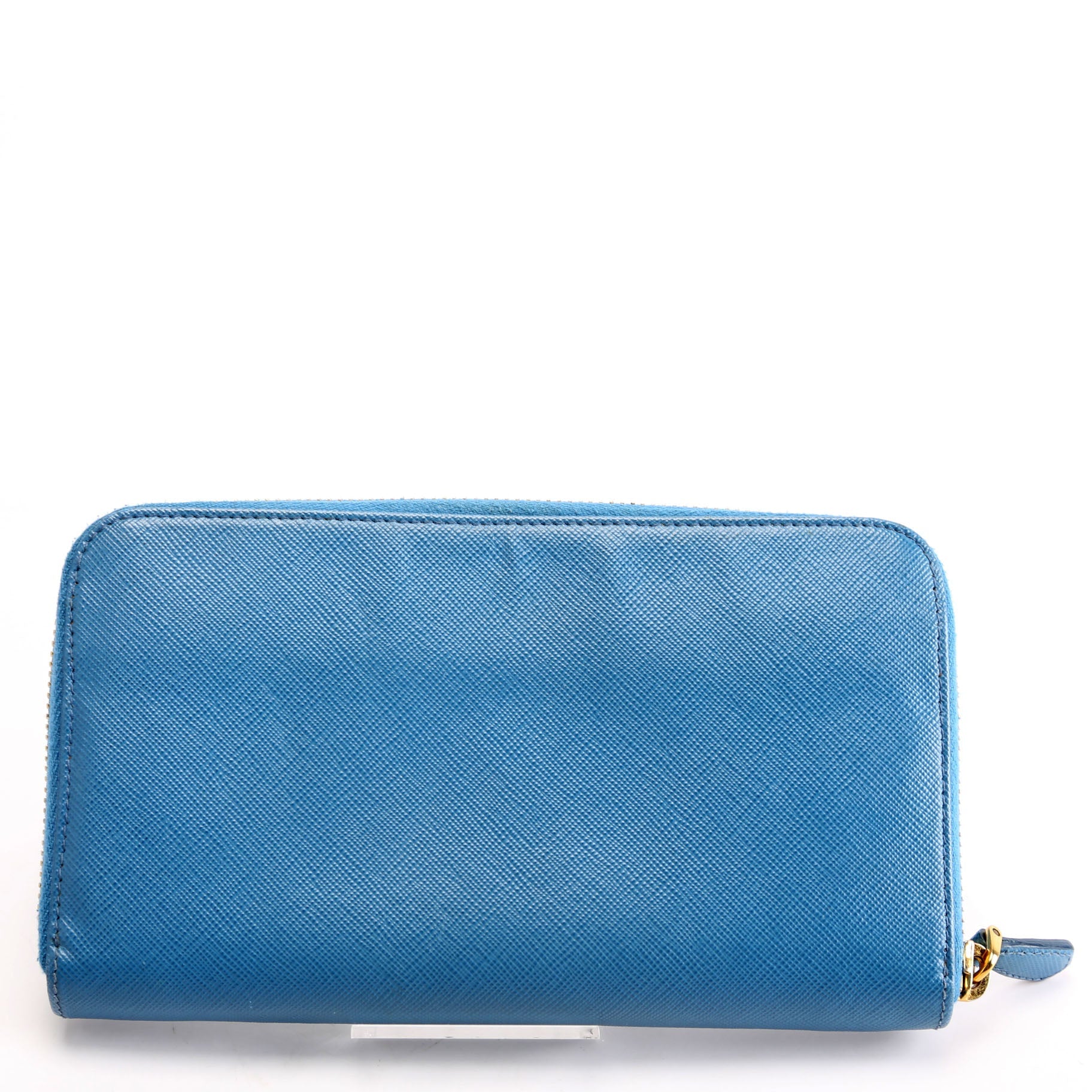 Prada Saffiano Zip Around Wallet Blue