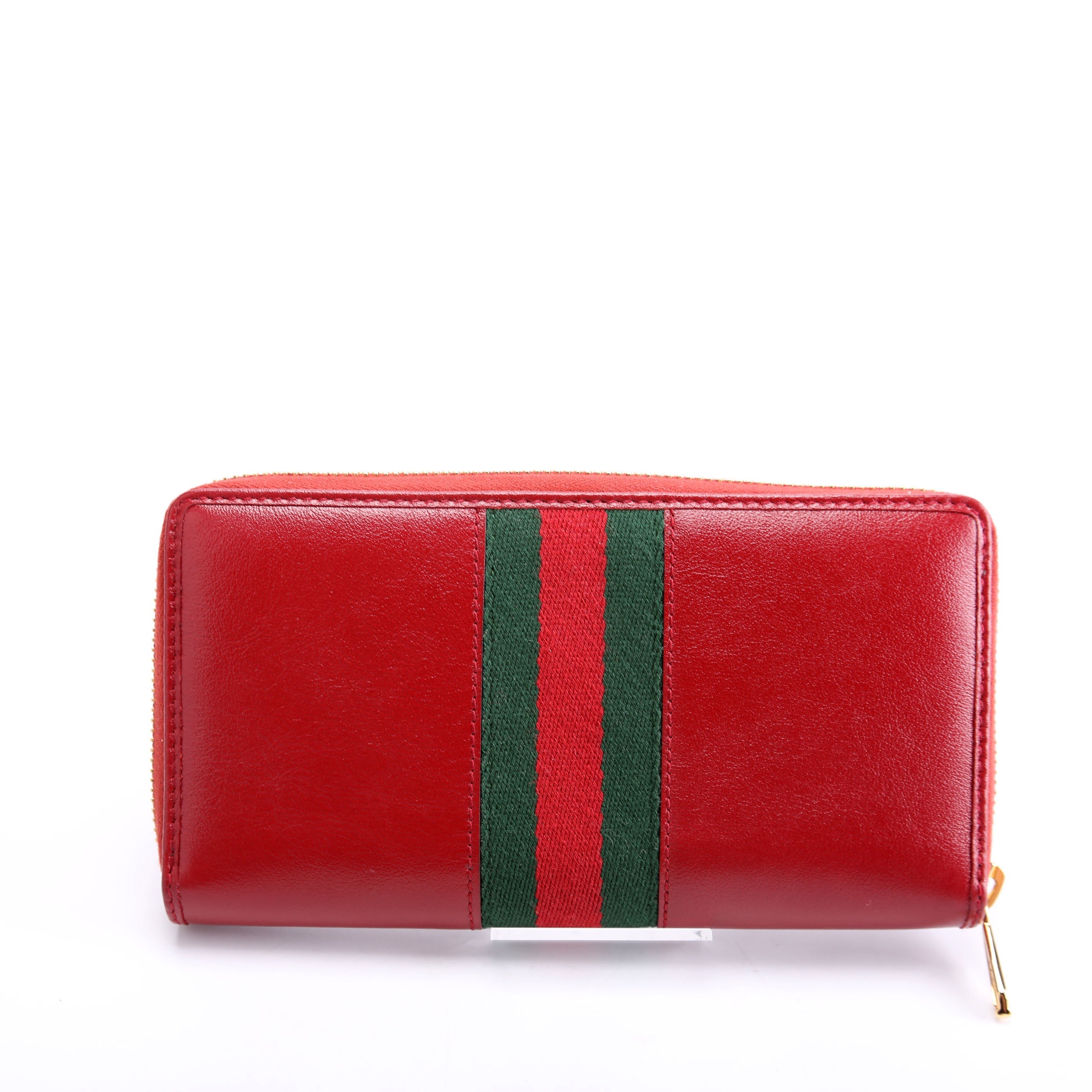 573791 Leather Rajah Zip Around Wallet Red/Green