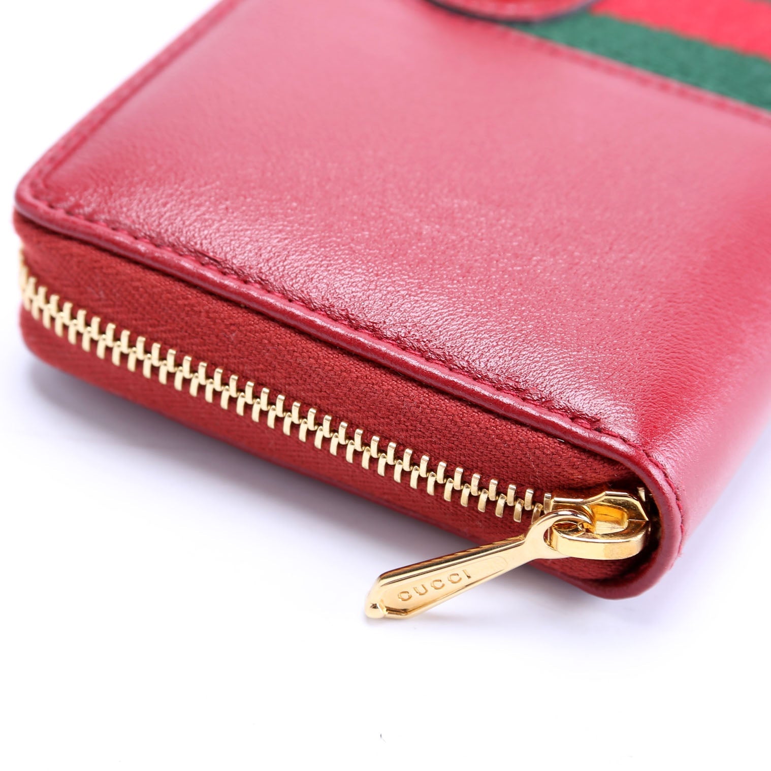 573791 Leather Rajah Zip Around Wallet Red/Green
