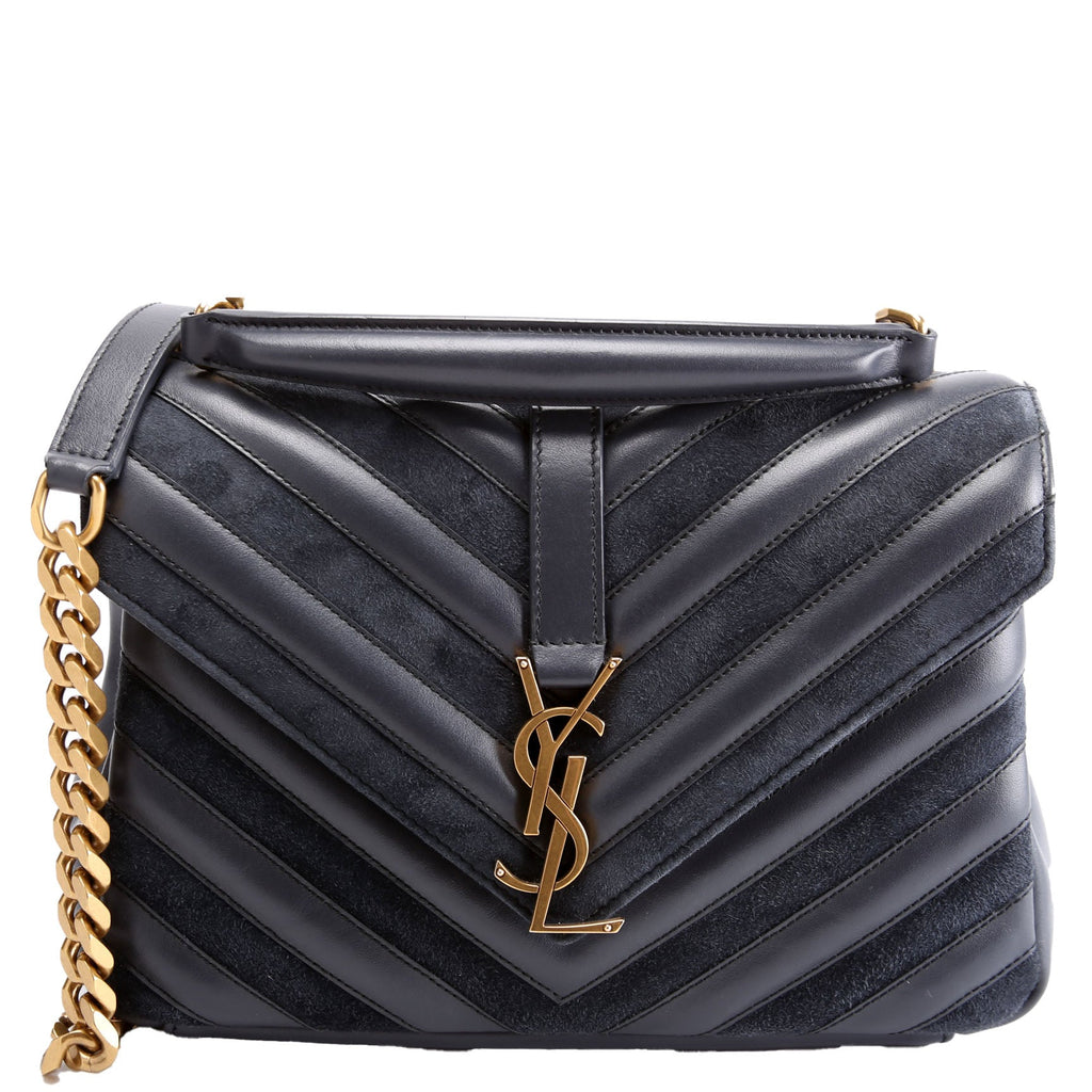 College Bag Medium Leather/Suede 428056 Navy/Gold