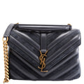 College Bag Medium Leather/Suede 428056 Navy/Gold
