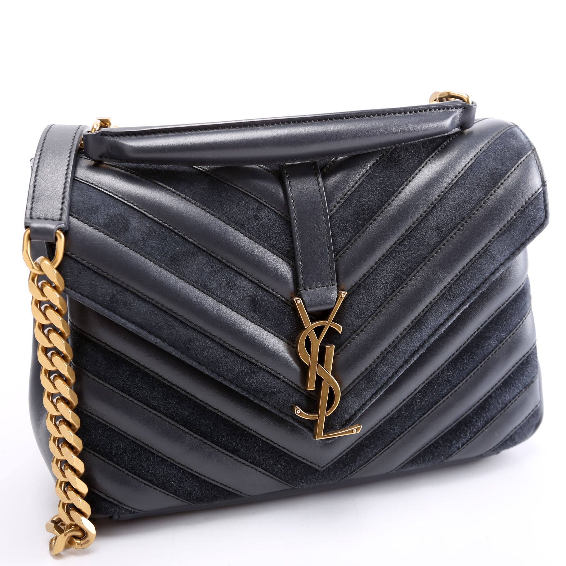 College Bag Medium Leather/Suede 428056 Navy/Gold