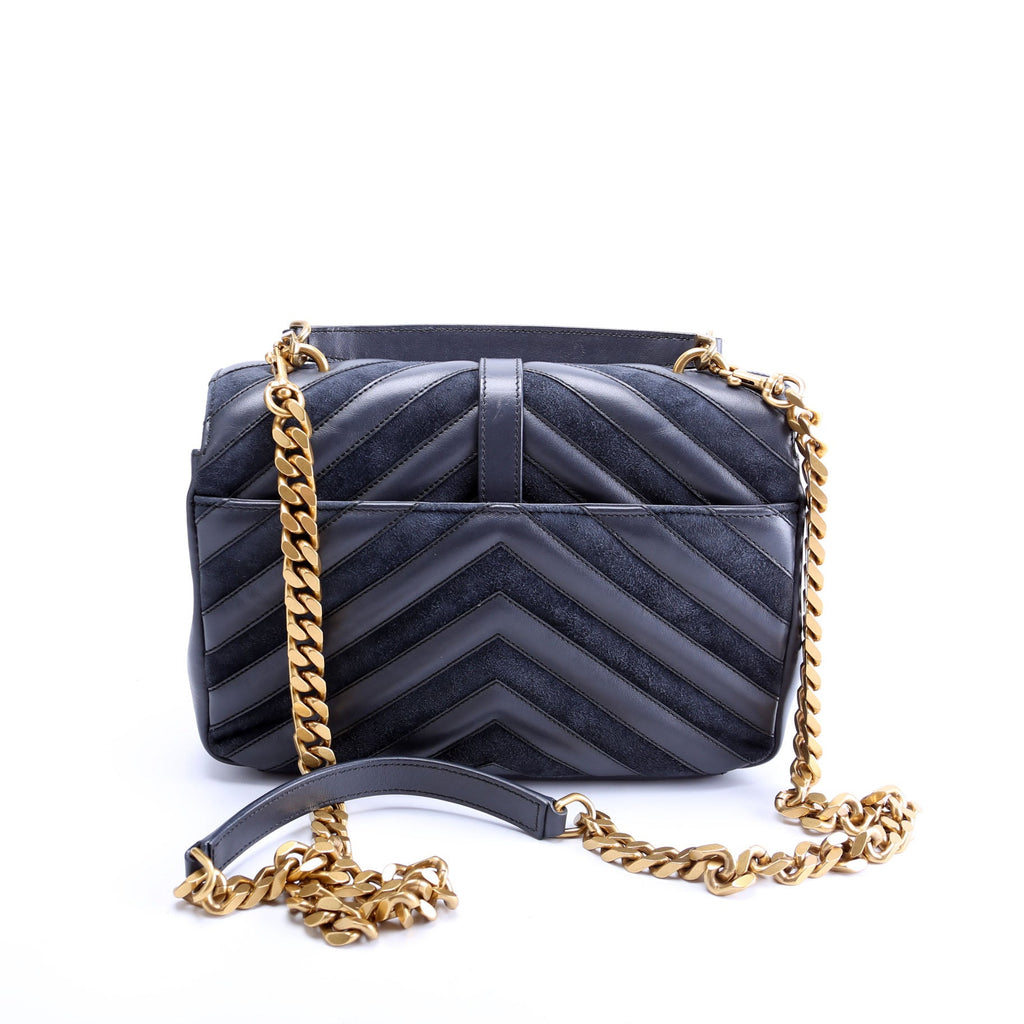 College Bag Medium Leather/Suede 428056 Navy/Gold