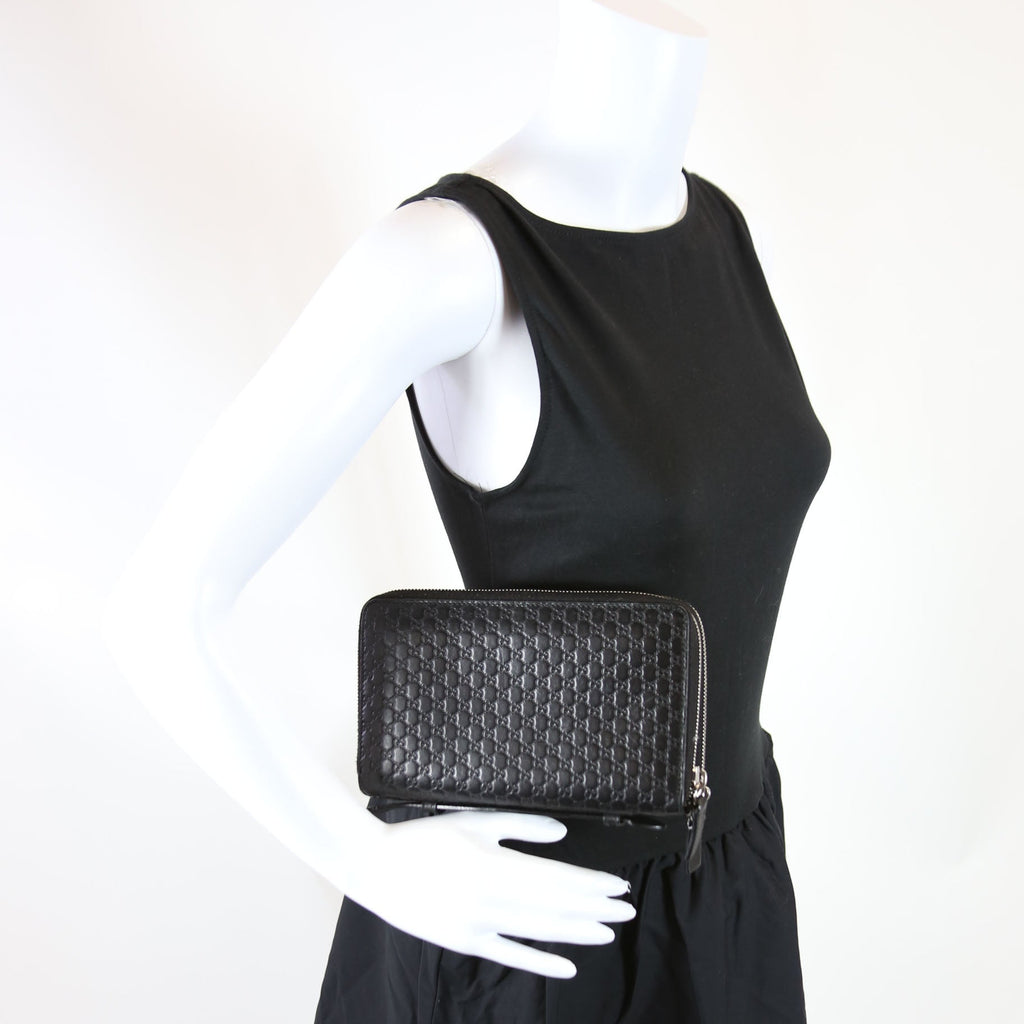 Gucci 449246 Micro Guccissima Travel Wallet Black