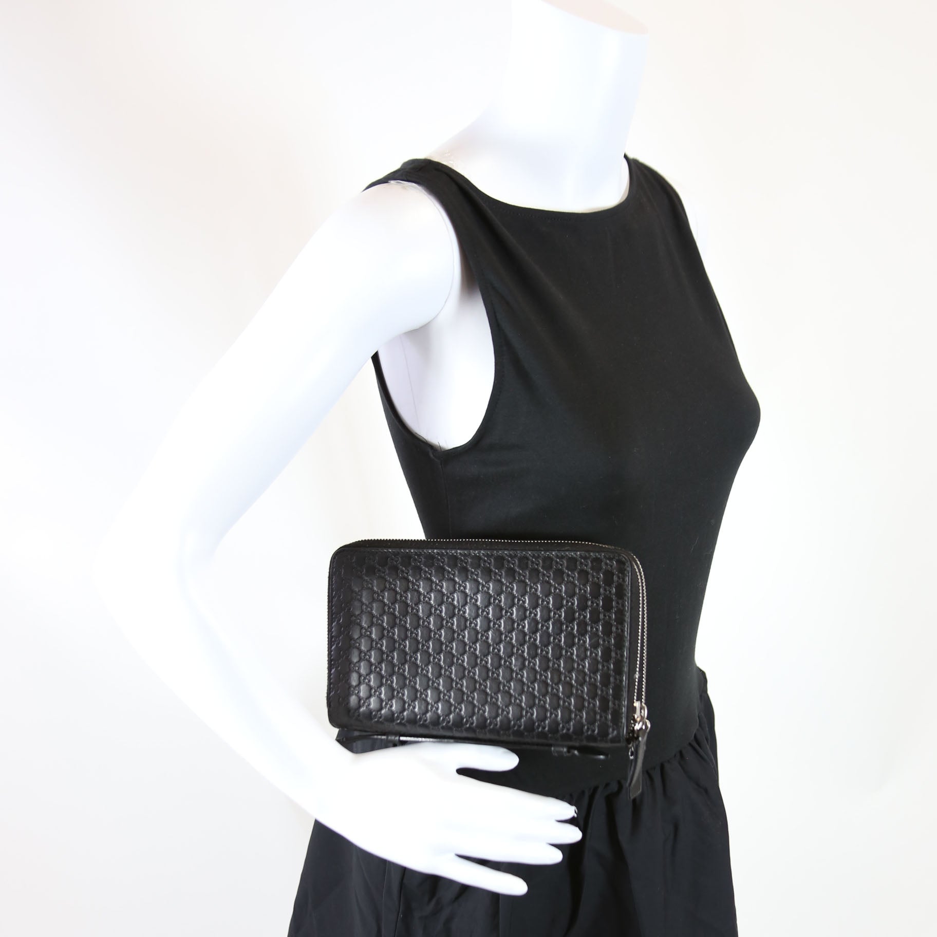 Gucci 449246 Micro Guccissima Travel Wallet Black
