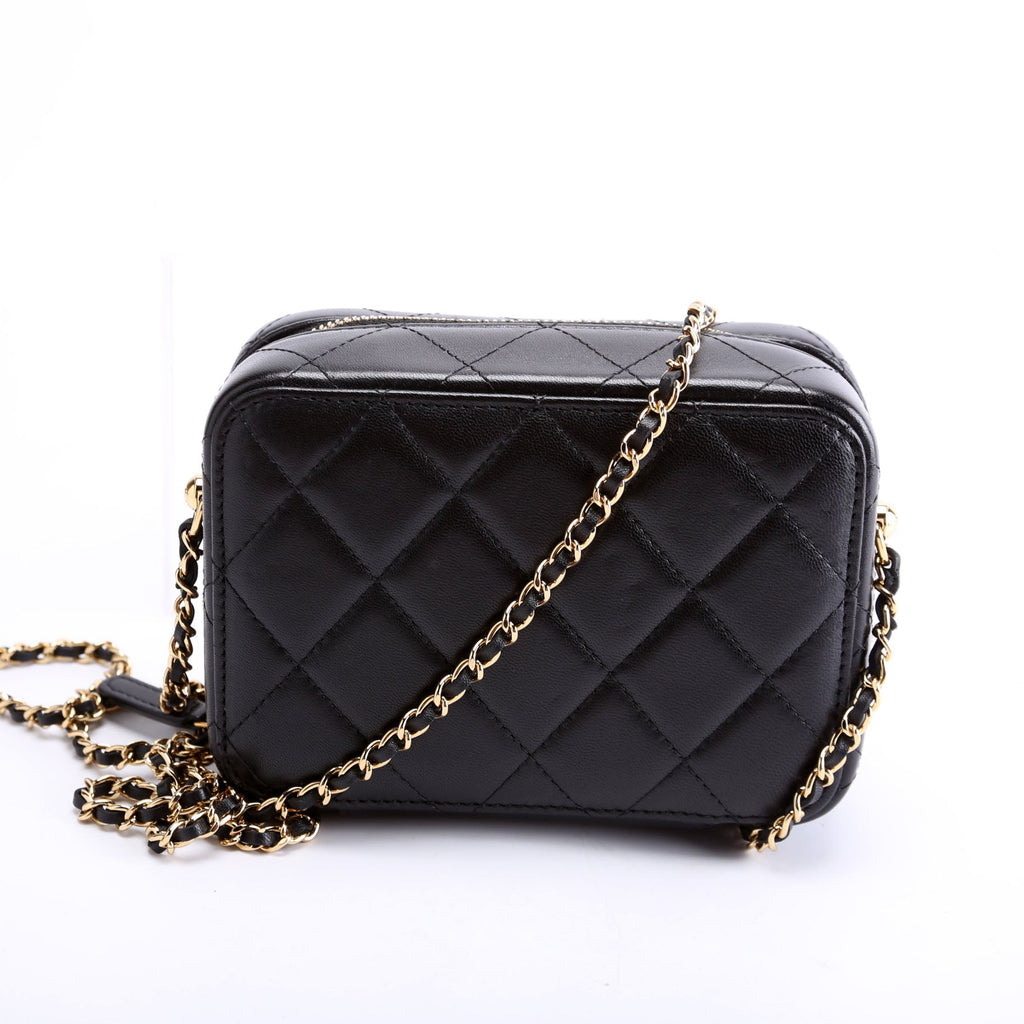 CC Quilted Mini Gold Plate Clutch With Chain 31M