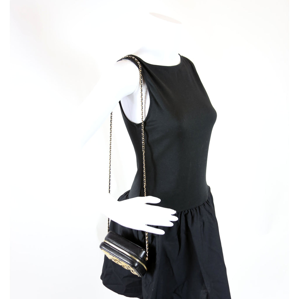 CC Quilted Mini Gold Plate Clutch With Chain 31M