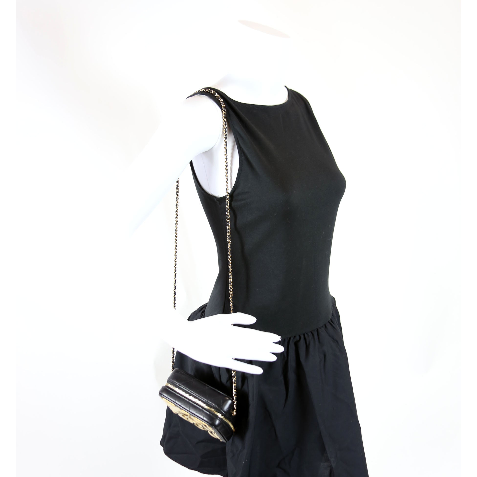 CC Quilted Mini Gold Plate Clutch With Chain 31M