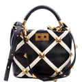 Roman Stud Top Handle Small Black/White