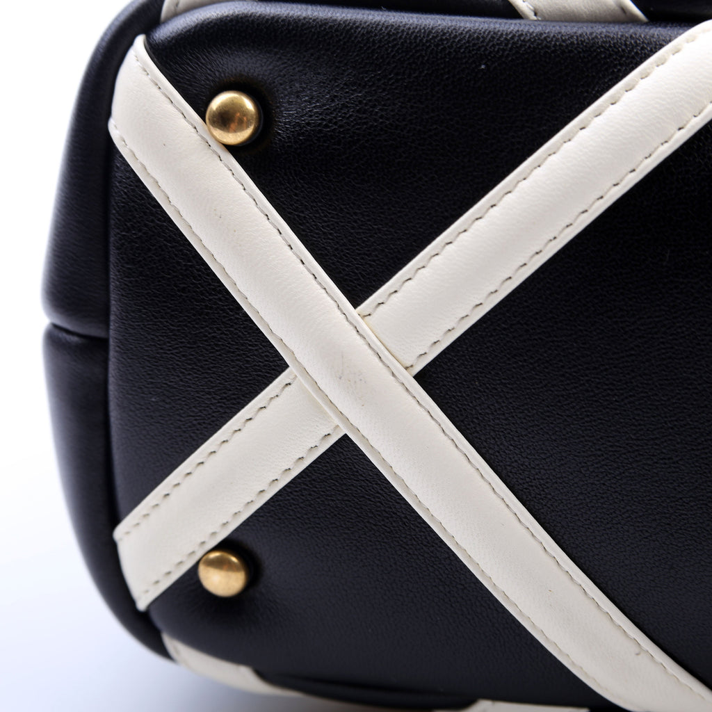 Roman Stud Top Handle Small Black/White